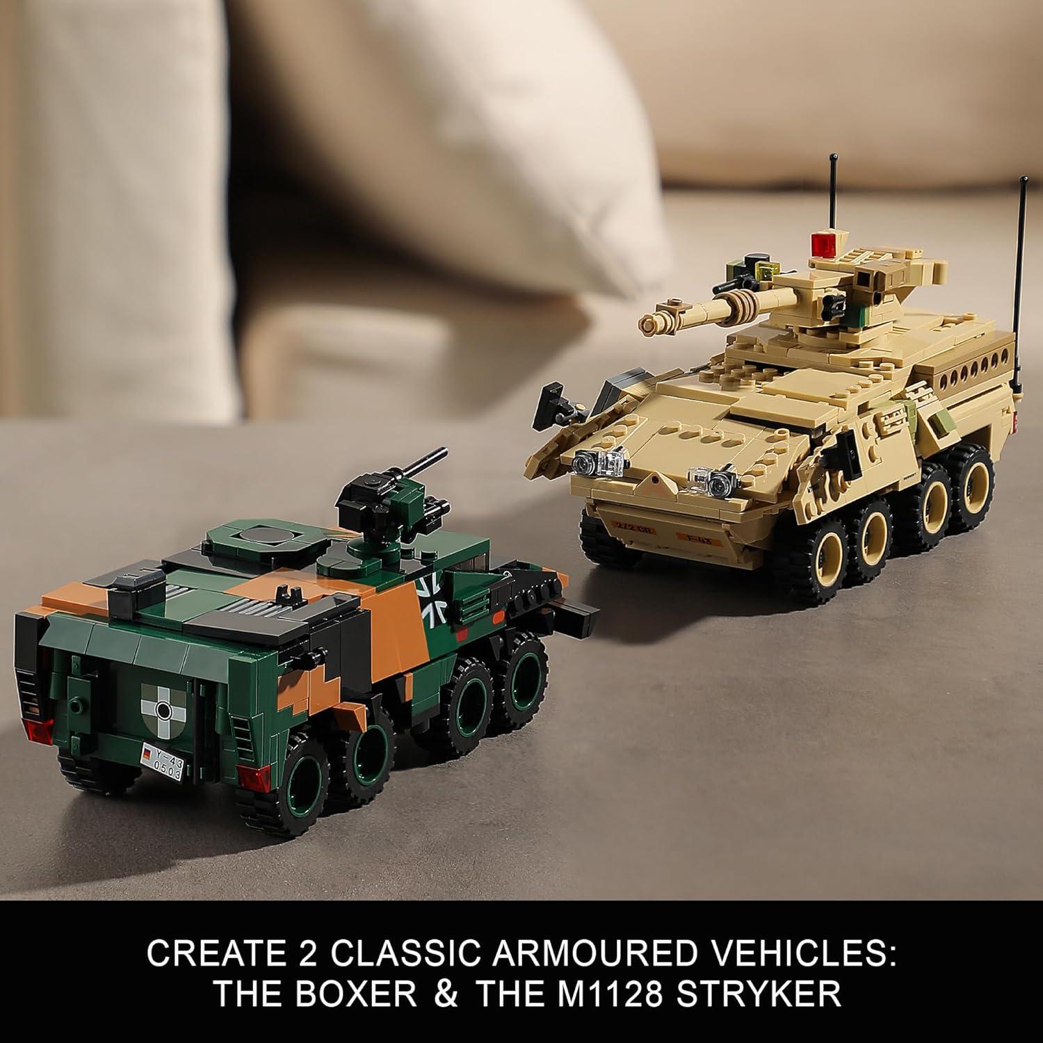 Conjunto de Construcción Militar JOYCOLI Boxer y Stryker 2-en-1