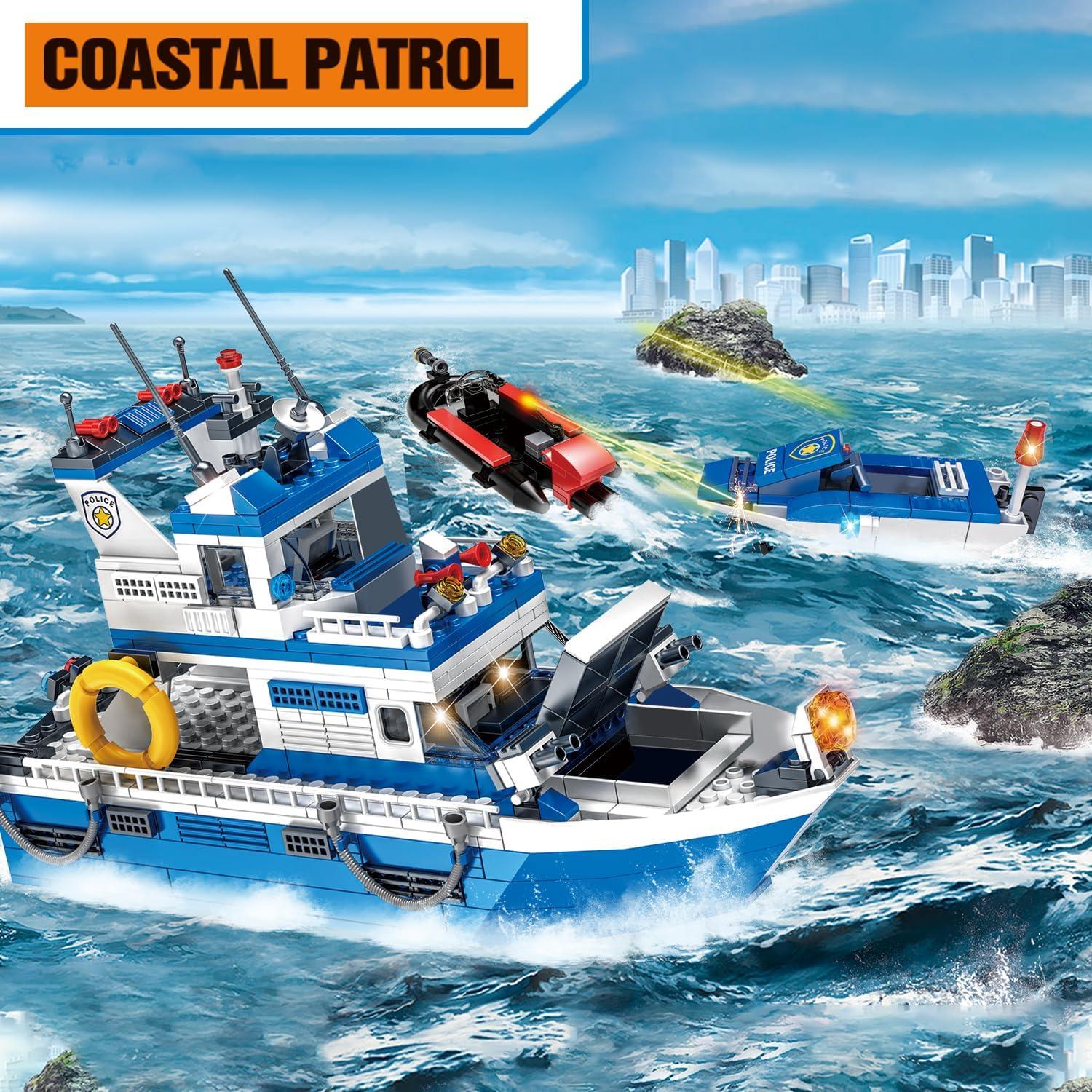 Set de Construcción Barco de Policía WVINVW 480 Pcs Azul