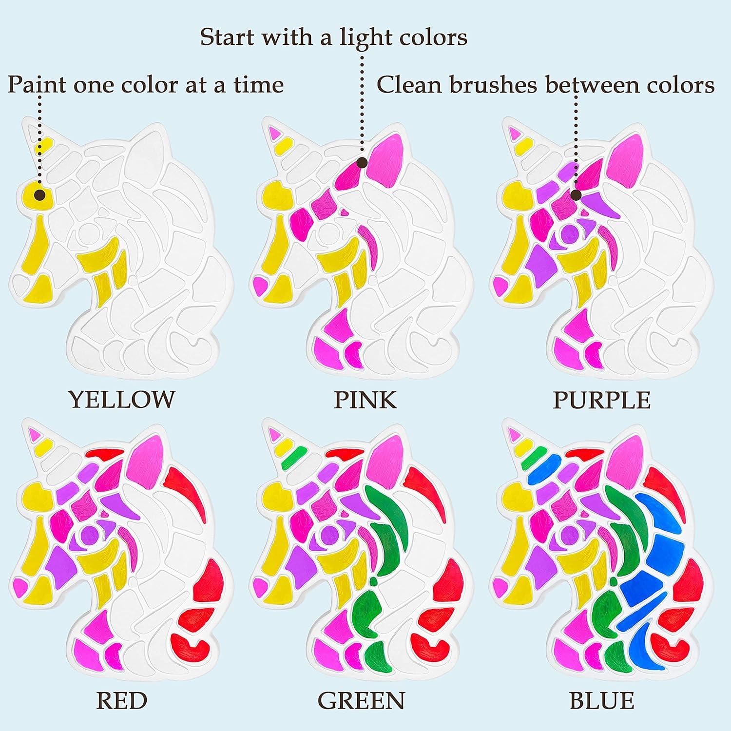 Kit de Pintura de Piedra de Jardín Unicornio TOYLI - 2 Pinceles y 6 Pinturas