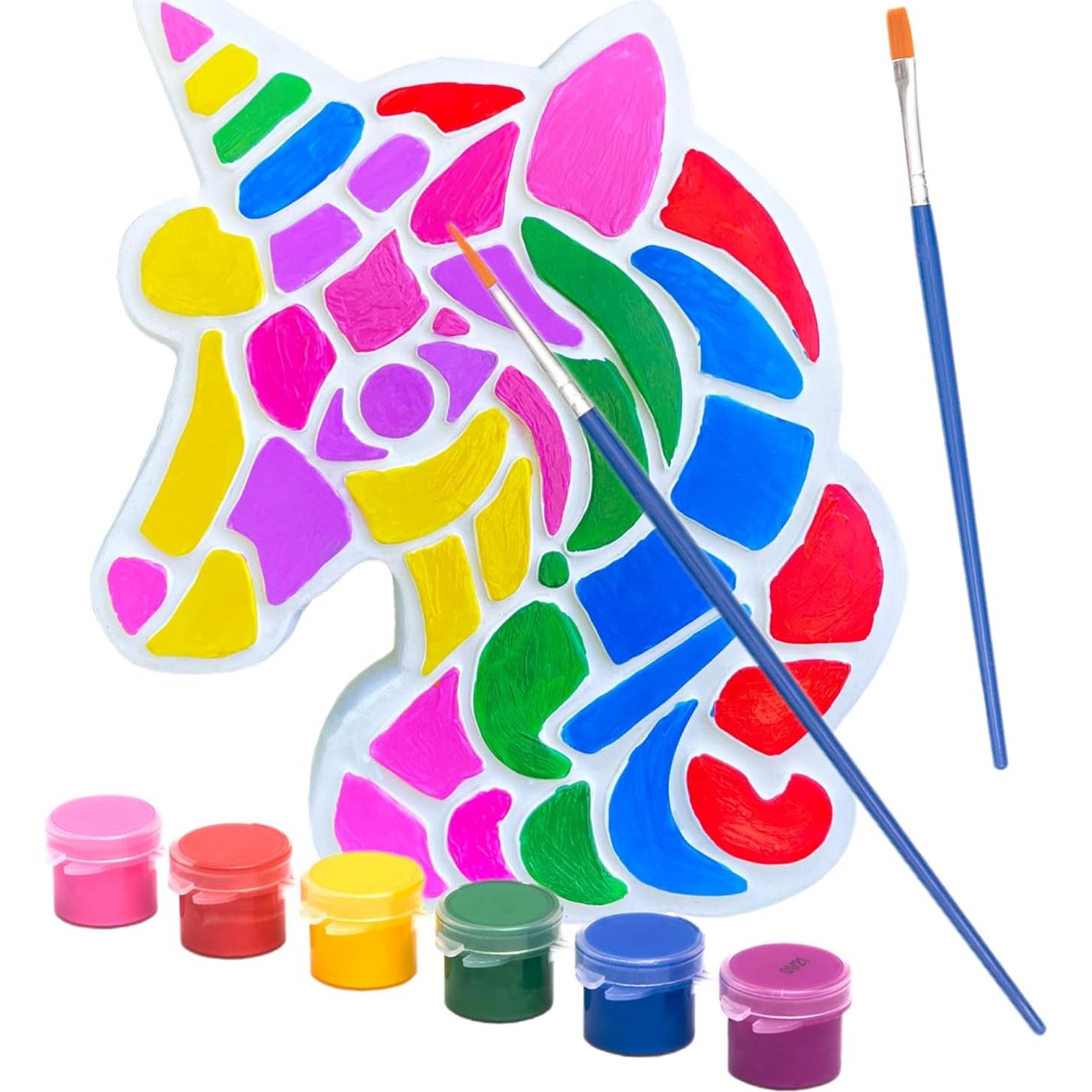 Kit de Pintura de Piedra de Jardín Unicornio TOYLI - 2 Pinceles y 6 Pinturas