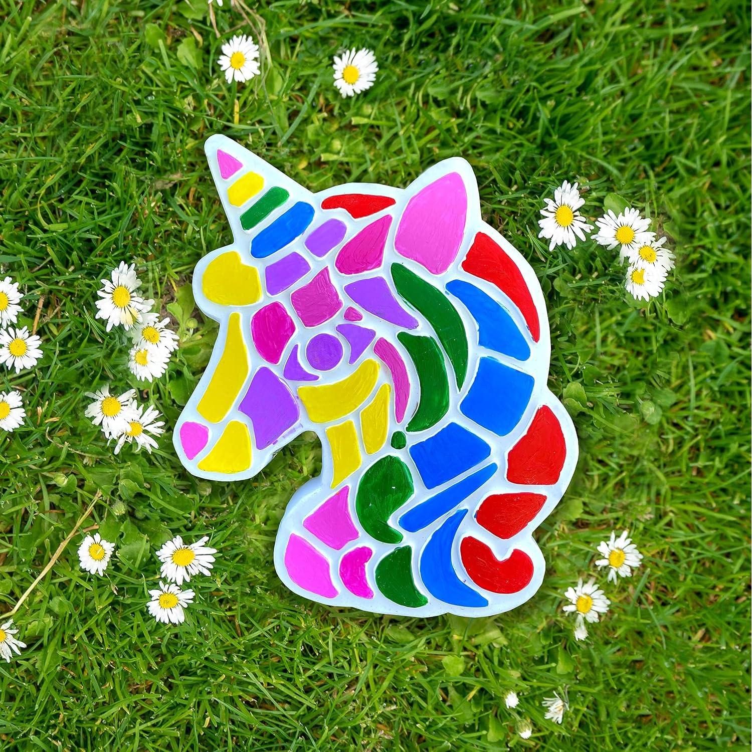 Kit de Pintura de Piedra de Jardín Unicornio TOYLI - 2 Pinceles y 6 Pinturas