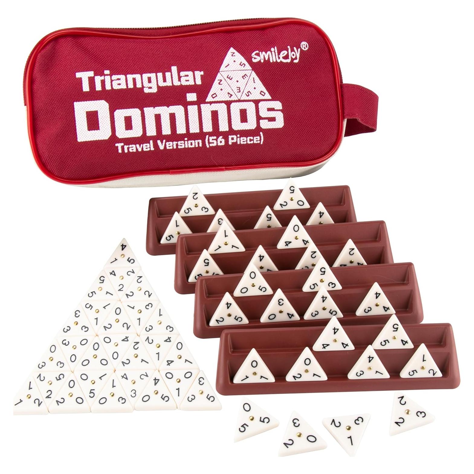 Dominó Triangular Smilejoy con Spinners - 56 Fichas