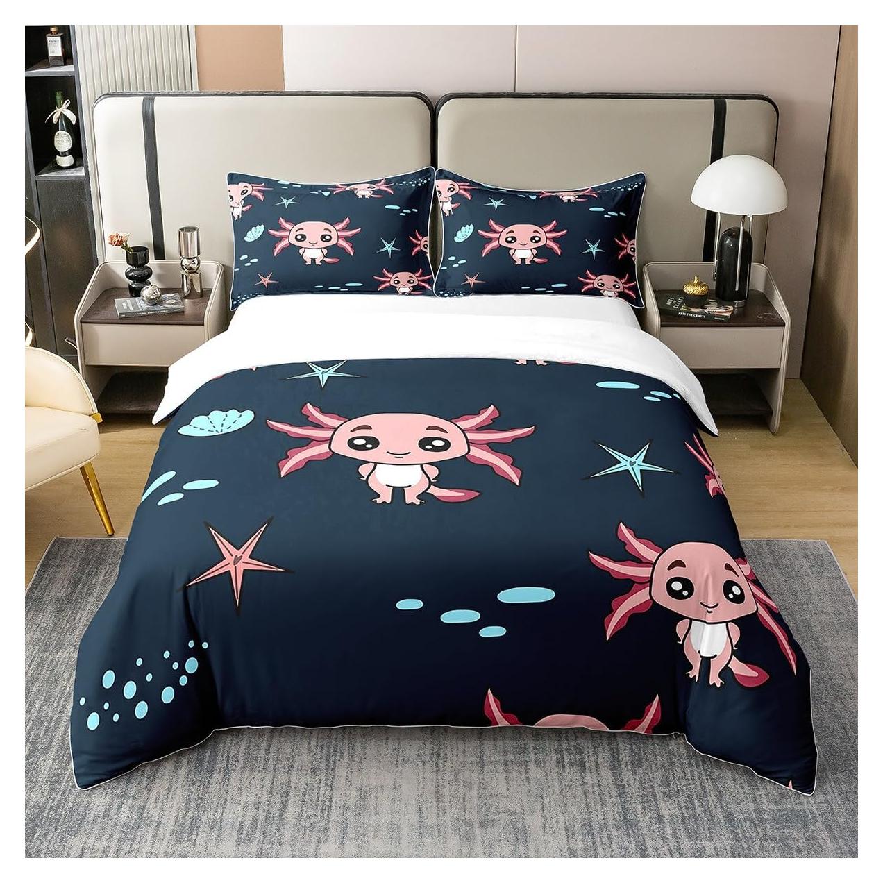 Cubierta de Edredón Individual Erosebridal Algodón Axolotl 2 Pcs