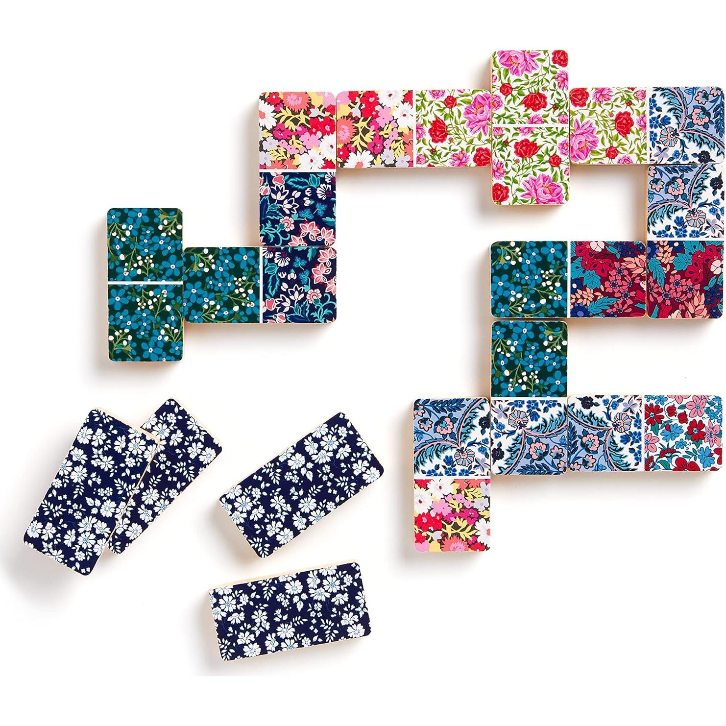 Juego de Dominó Galison Liberty - 28 Piezas de Madera Floral