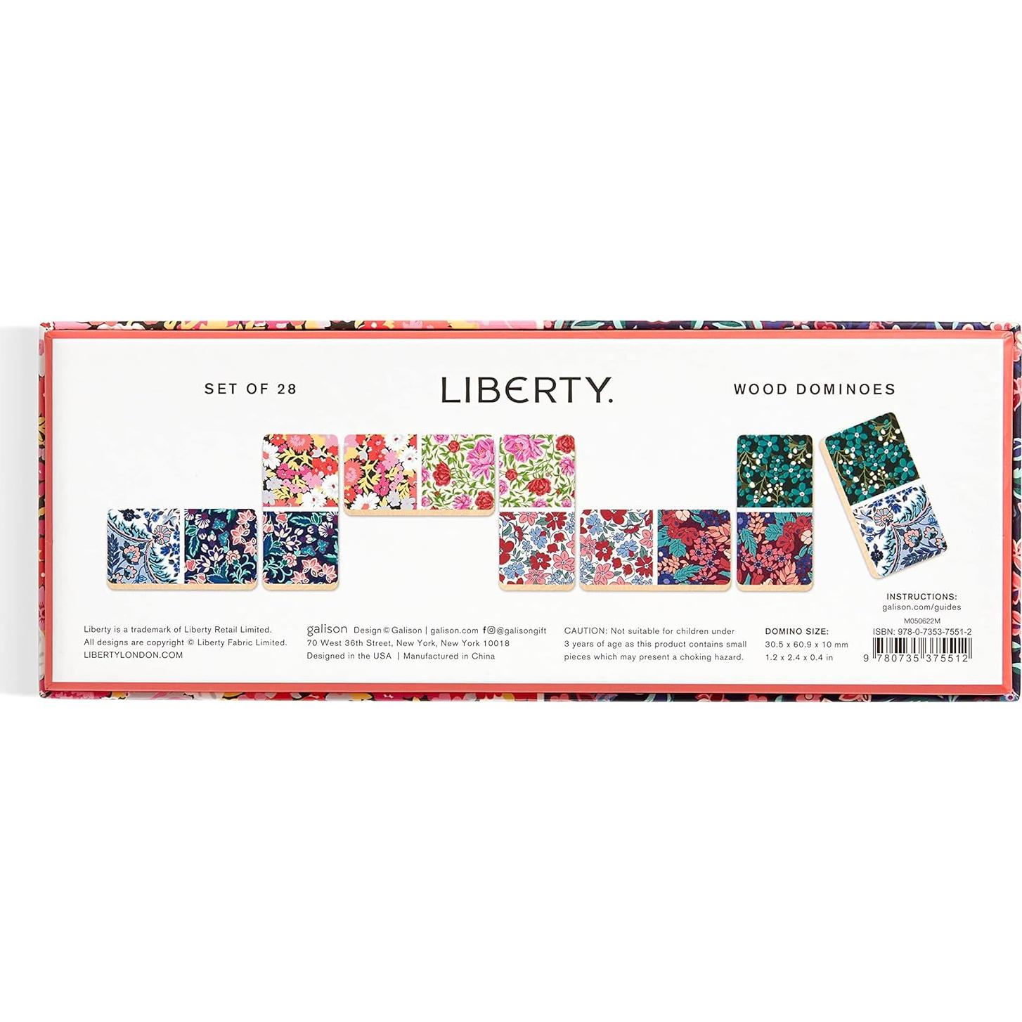 Juego de Dominó Galison Liberty - 28 Piezas de Madera Floral