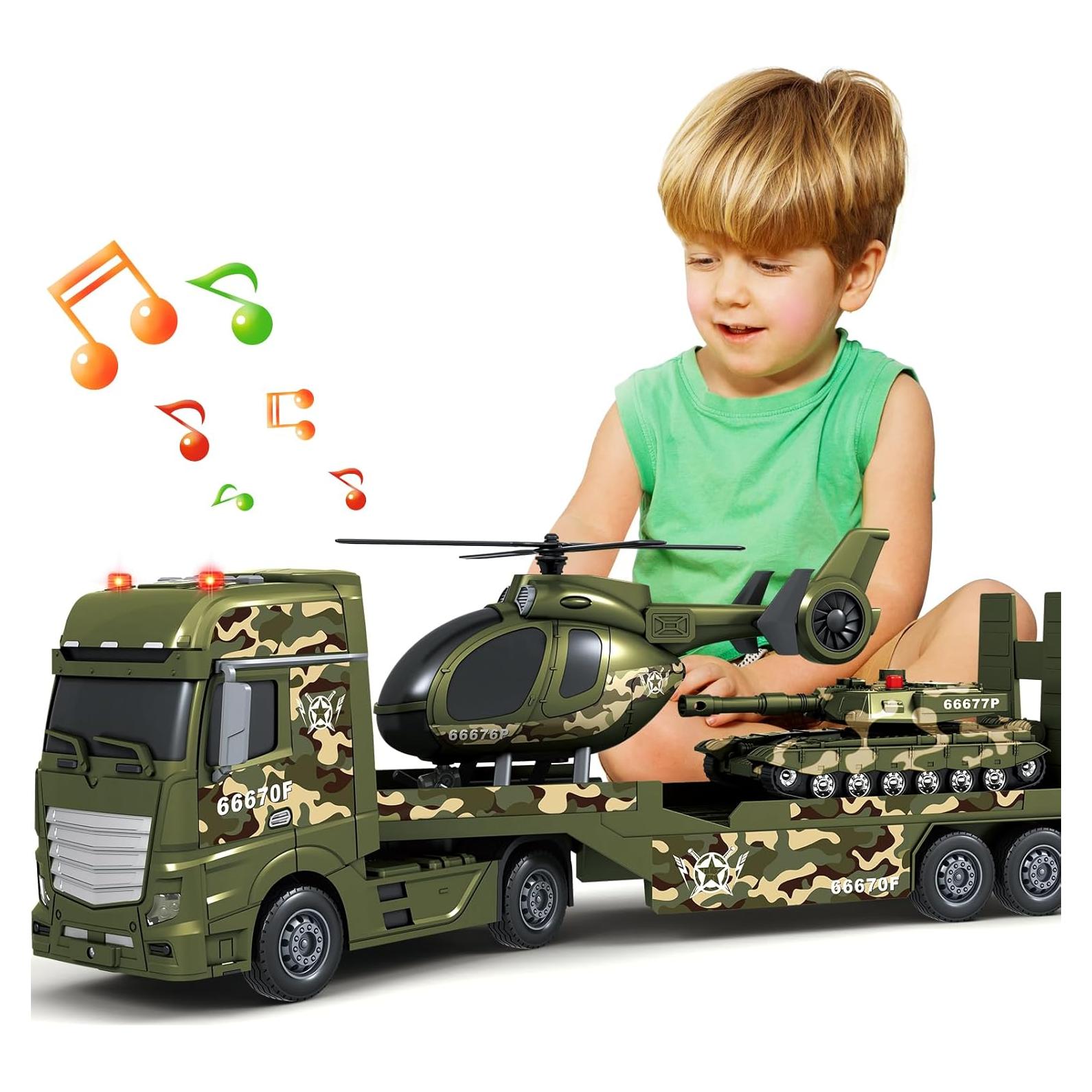 Camión Militar 25" BSTOYDER con Helicóptero y Tanque