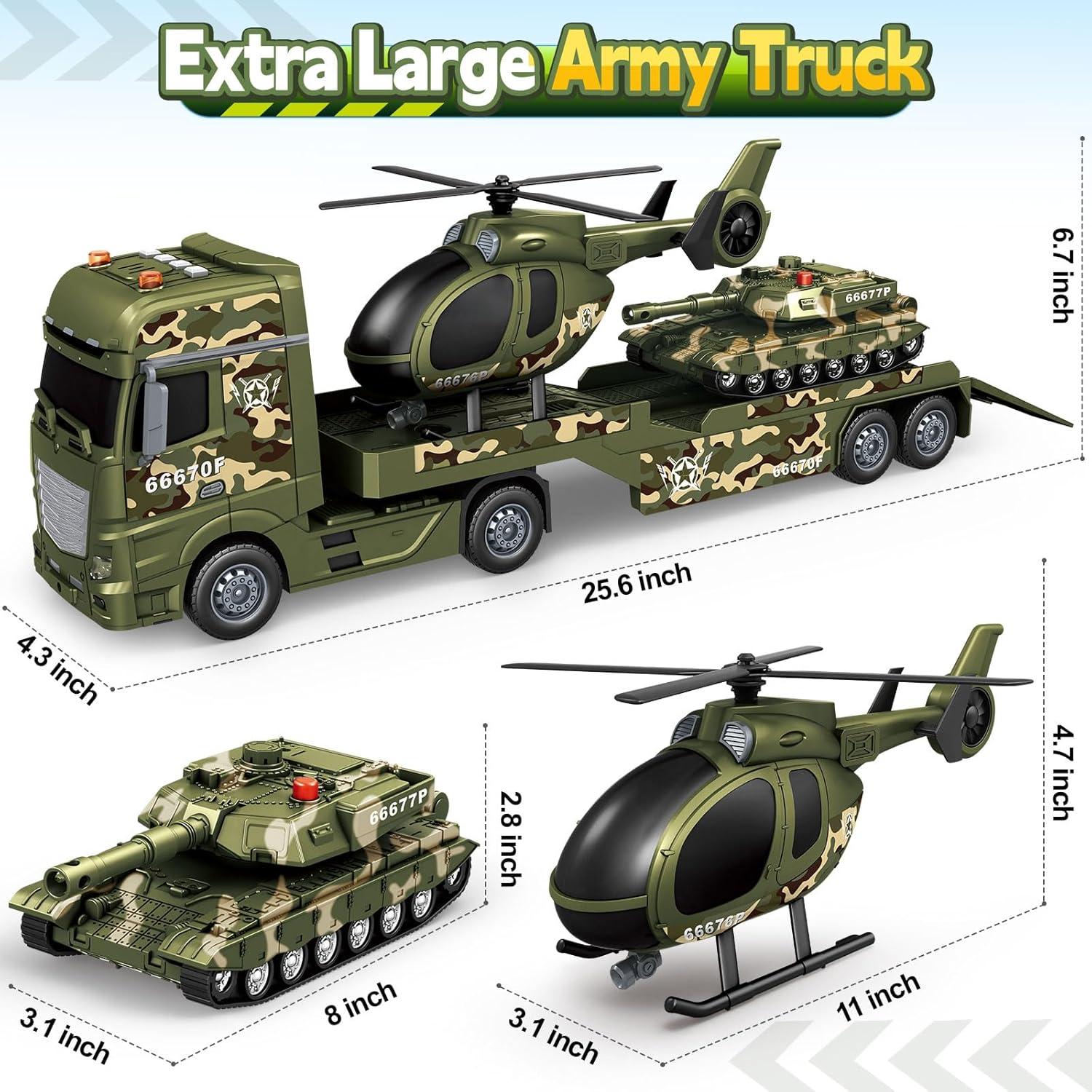 Camión Militar 25" BSTOYDER con Helicóptero y Tanque