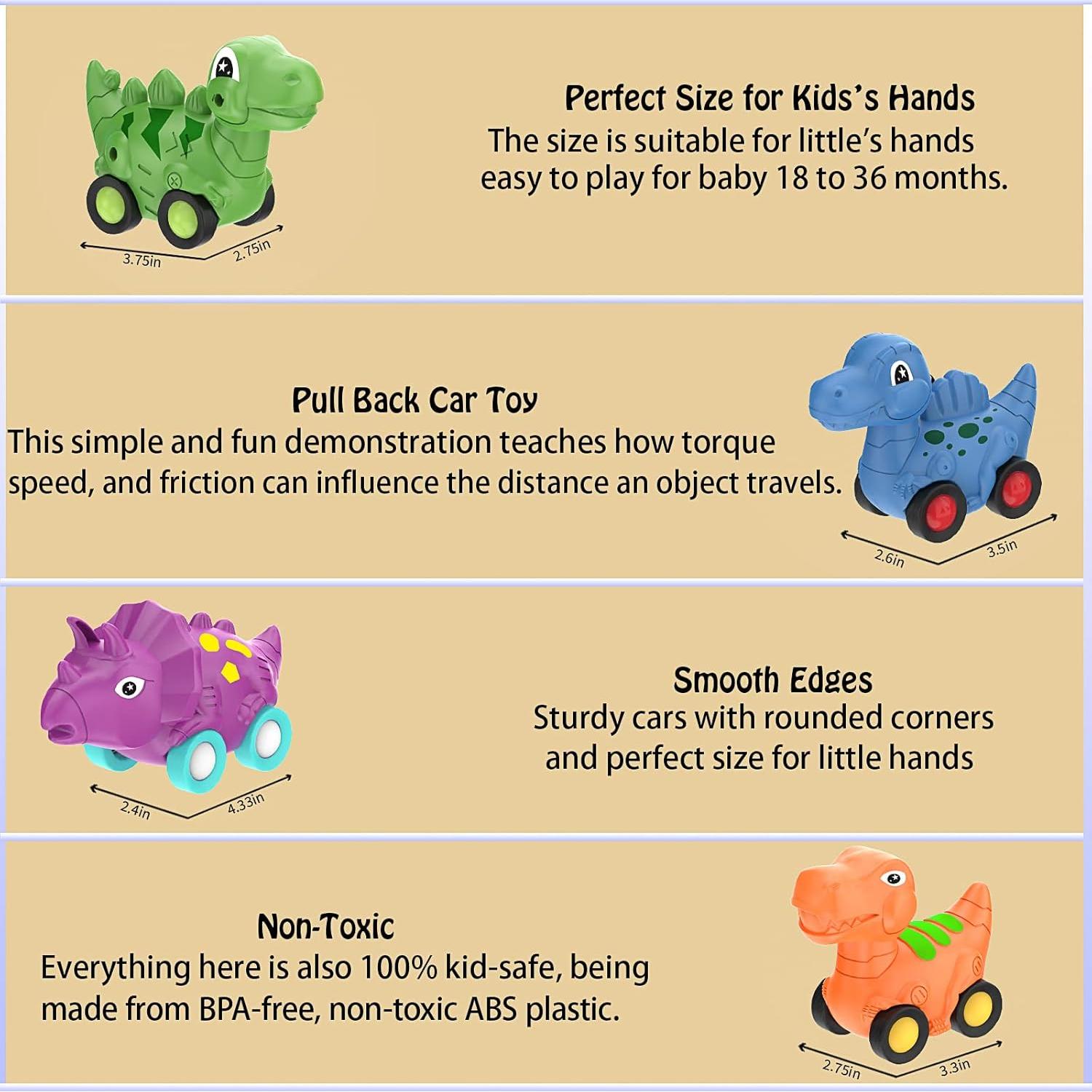 Coche Dinosaurio Veslier Camión Fricción 4 Coches 0.71kg