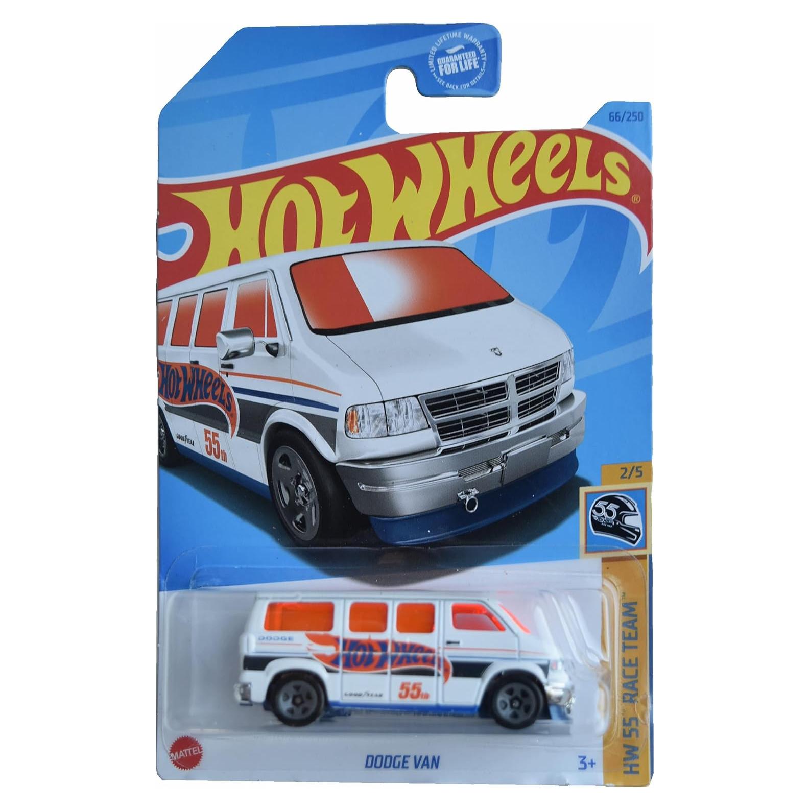 Hot Wheels Dodge Van 1:64 Mattel 55th Race Team Blanco