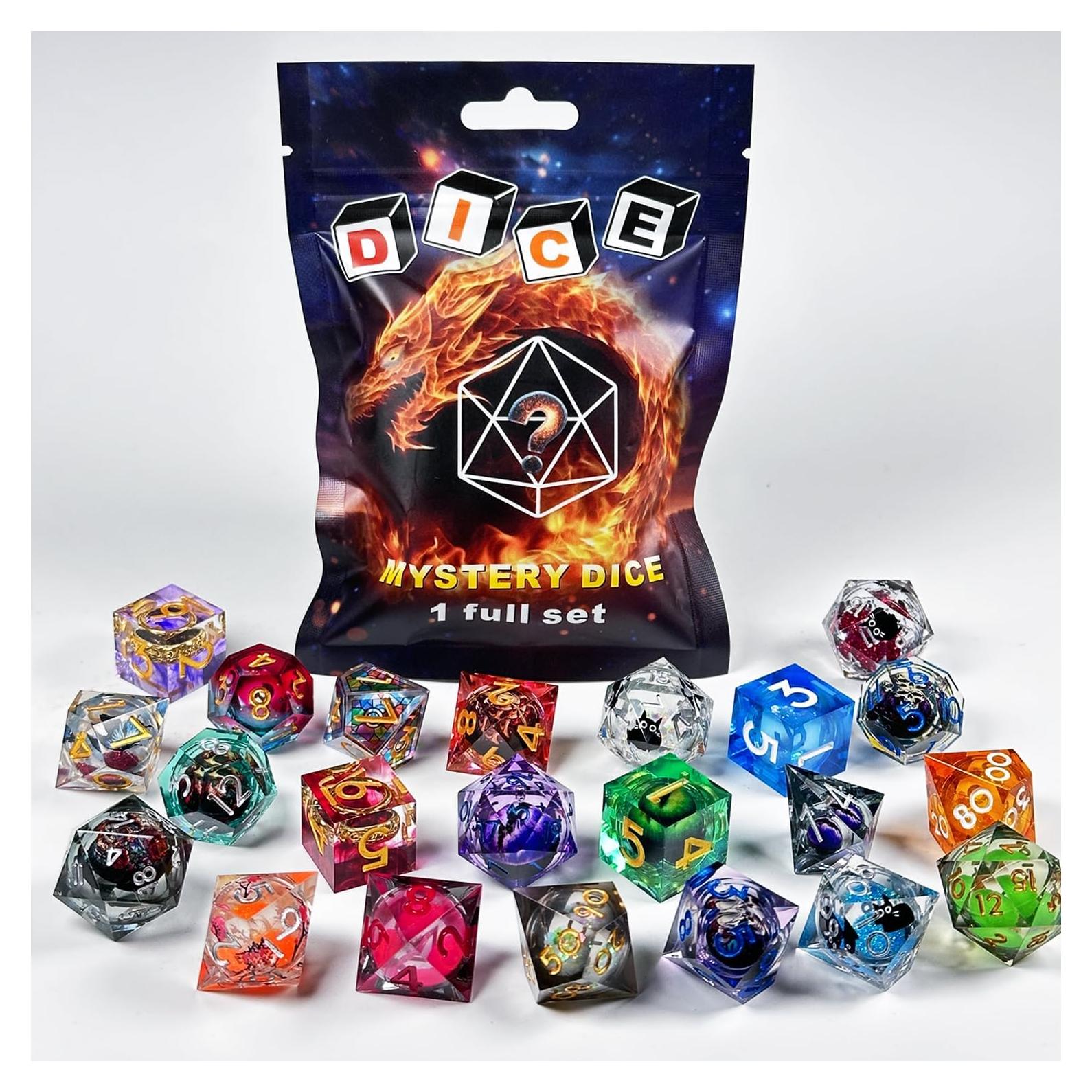 Conjunto de Dados de Resina HAOMEJA 7pcs Aleatorios para D&D