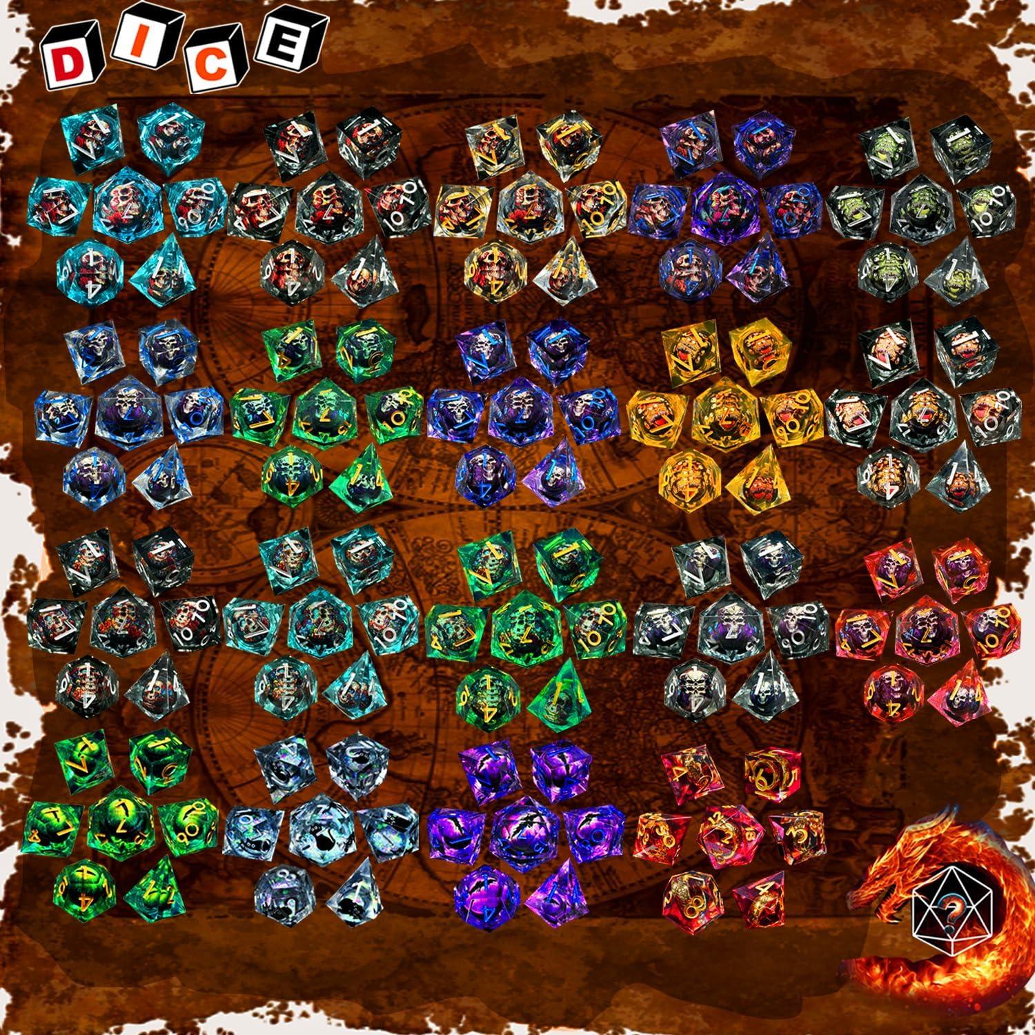 Conjunto de Dados de Resina HAOMEJA 7pcs Aleatorios para D&D