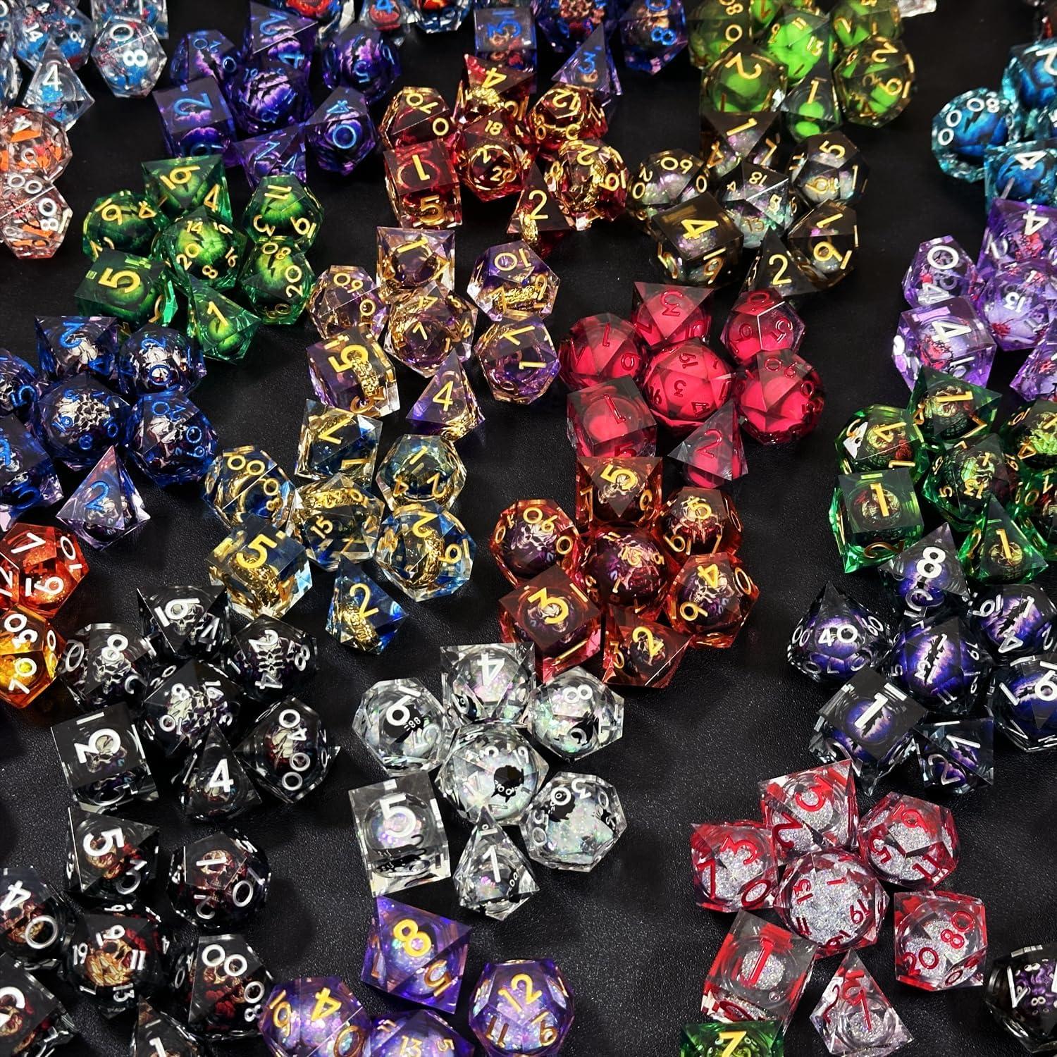 Conjunto de Dados de Resina HAOMEJA 7pcs Aleatorios para D&D