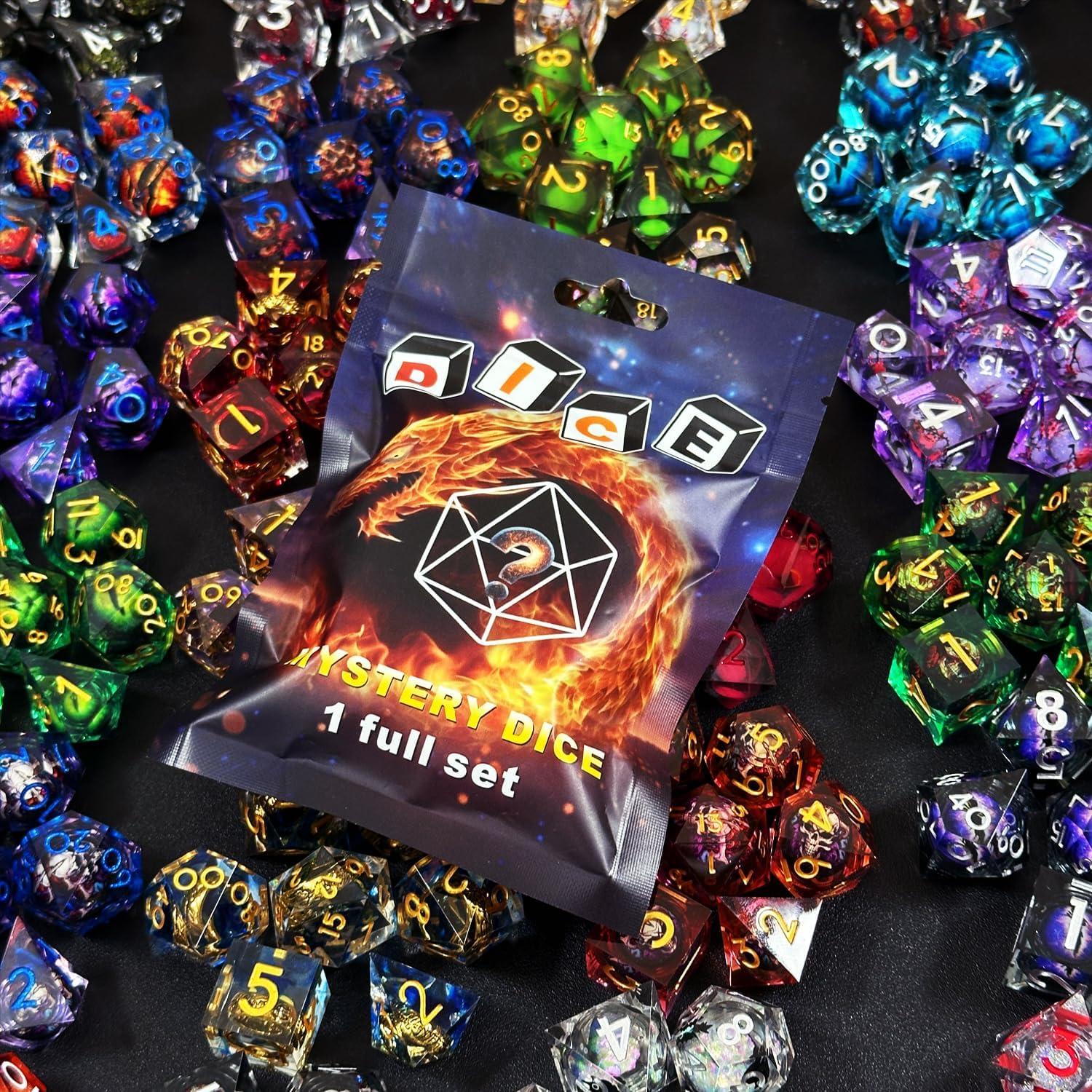 Conjunto de Dados de Resina HAOMEJA 7pcs Aleatorios para D&D