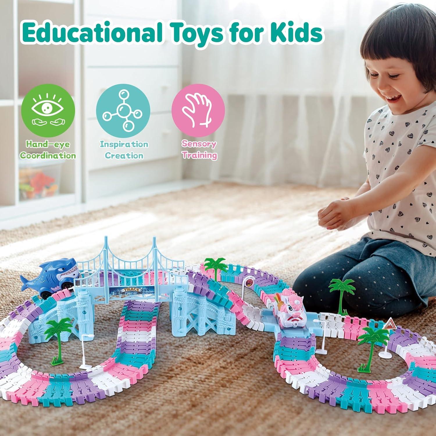 Pista de Coches de Carreras 194 Piezas M SANMERSEN Rosa