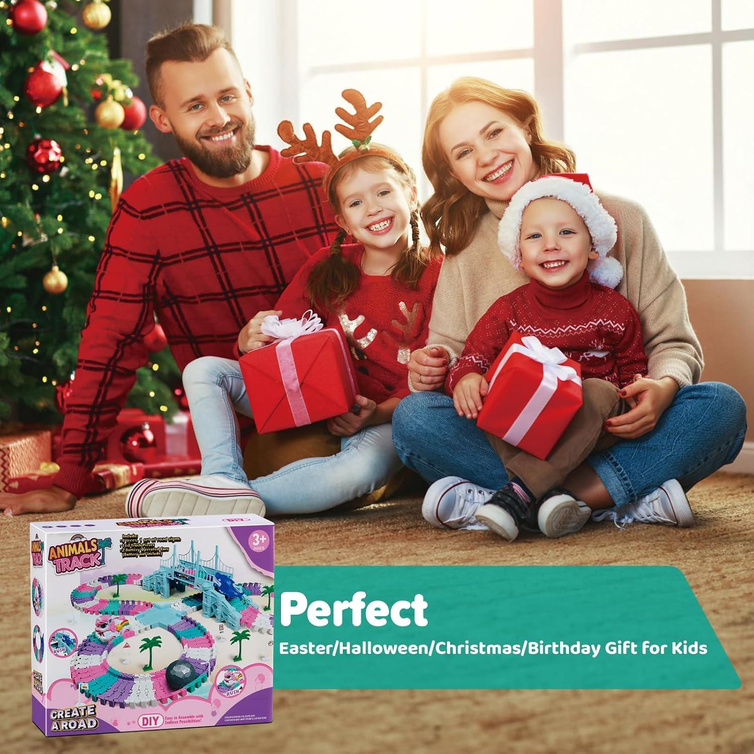 Pista de Coches de Carreras 194 Piezas M SANMERSEN Rosa