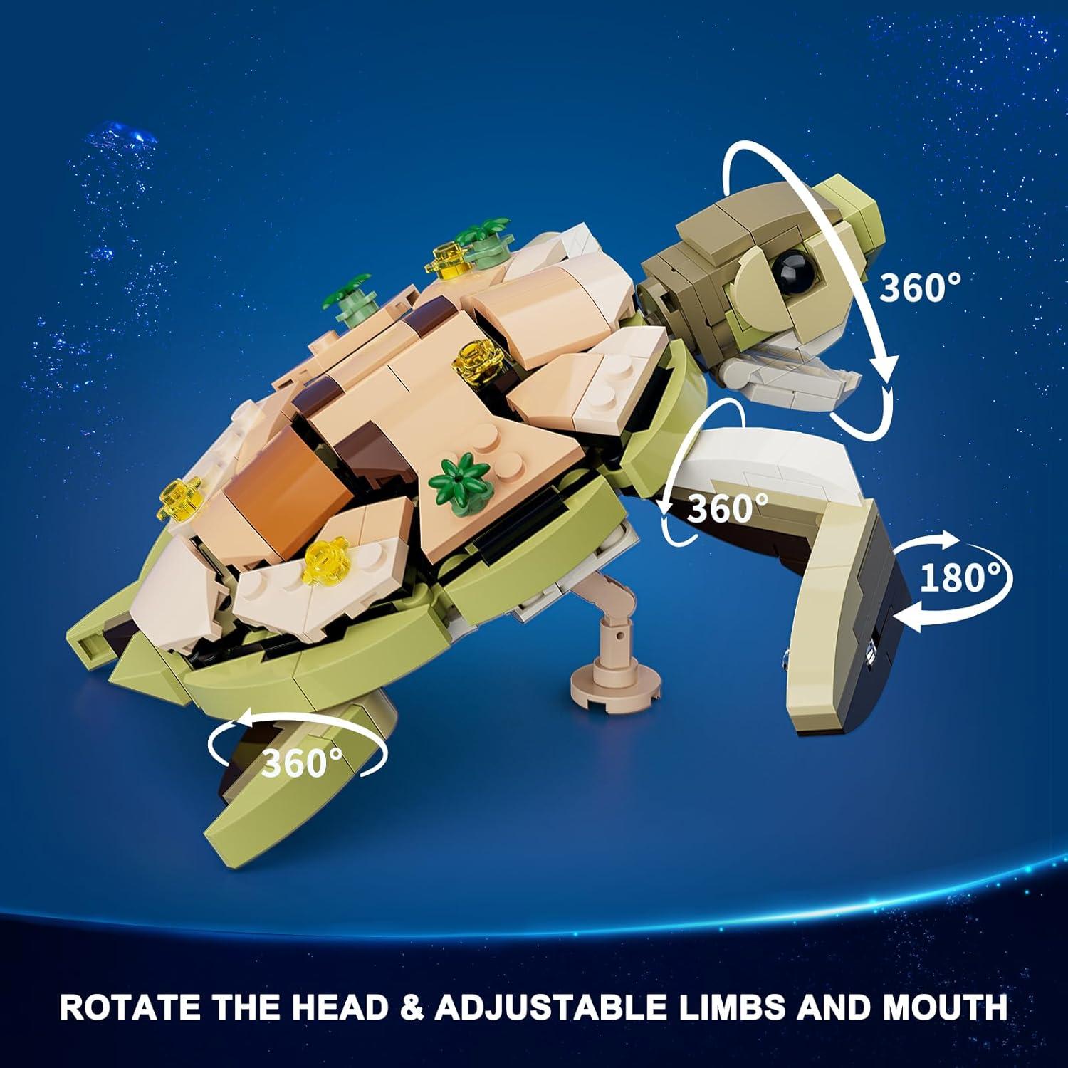 Conjunto de Bloques de Construcción FUNWHOLE Tortuga Arrecife 835 Piezas