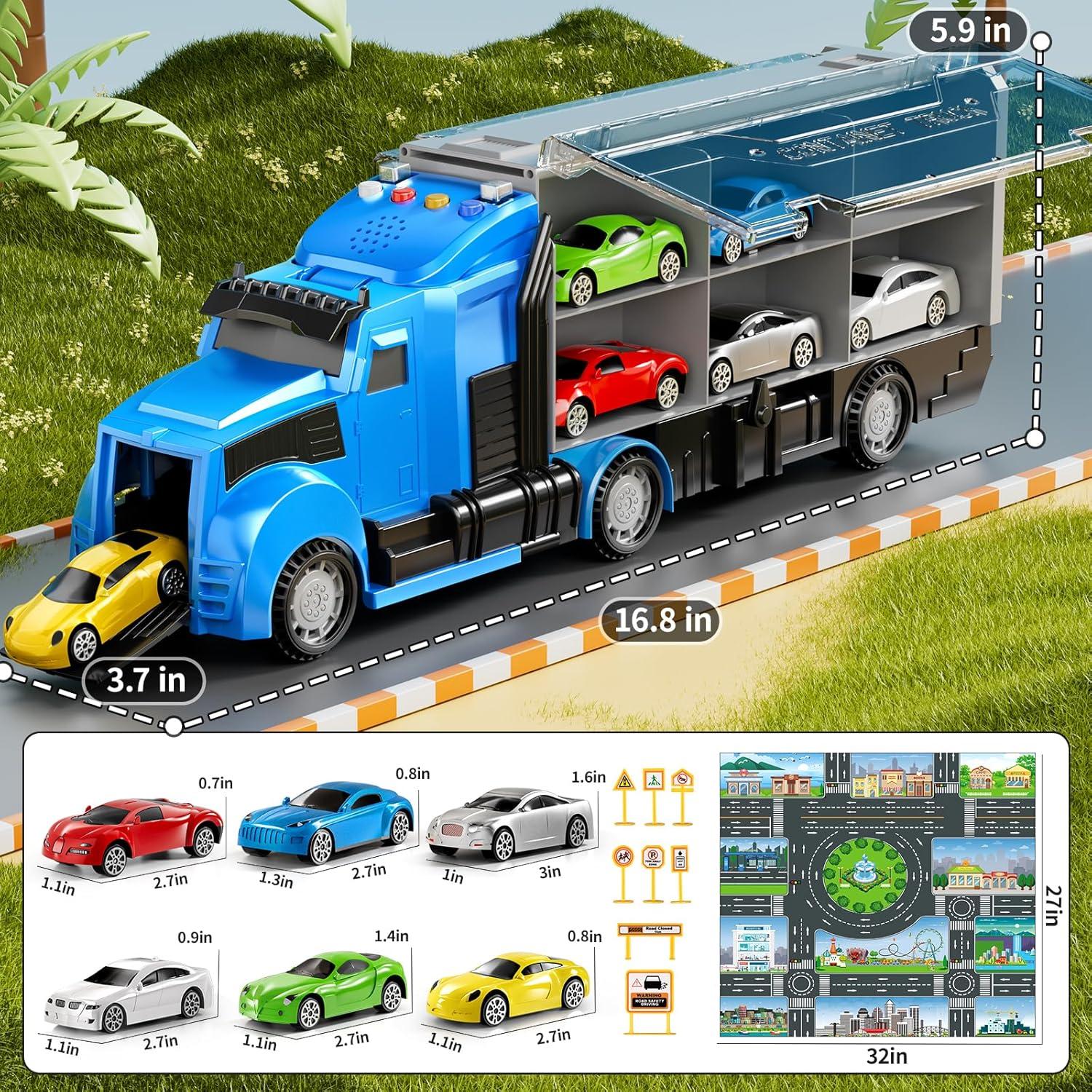 Juego de Camiones de Carreras NIPLOOOW con Alfombrilla 81x69cm