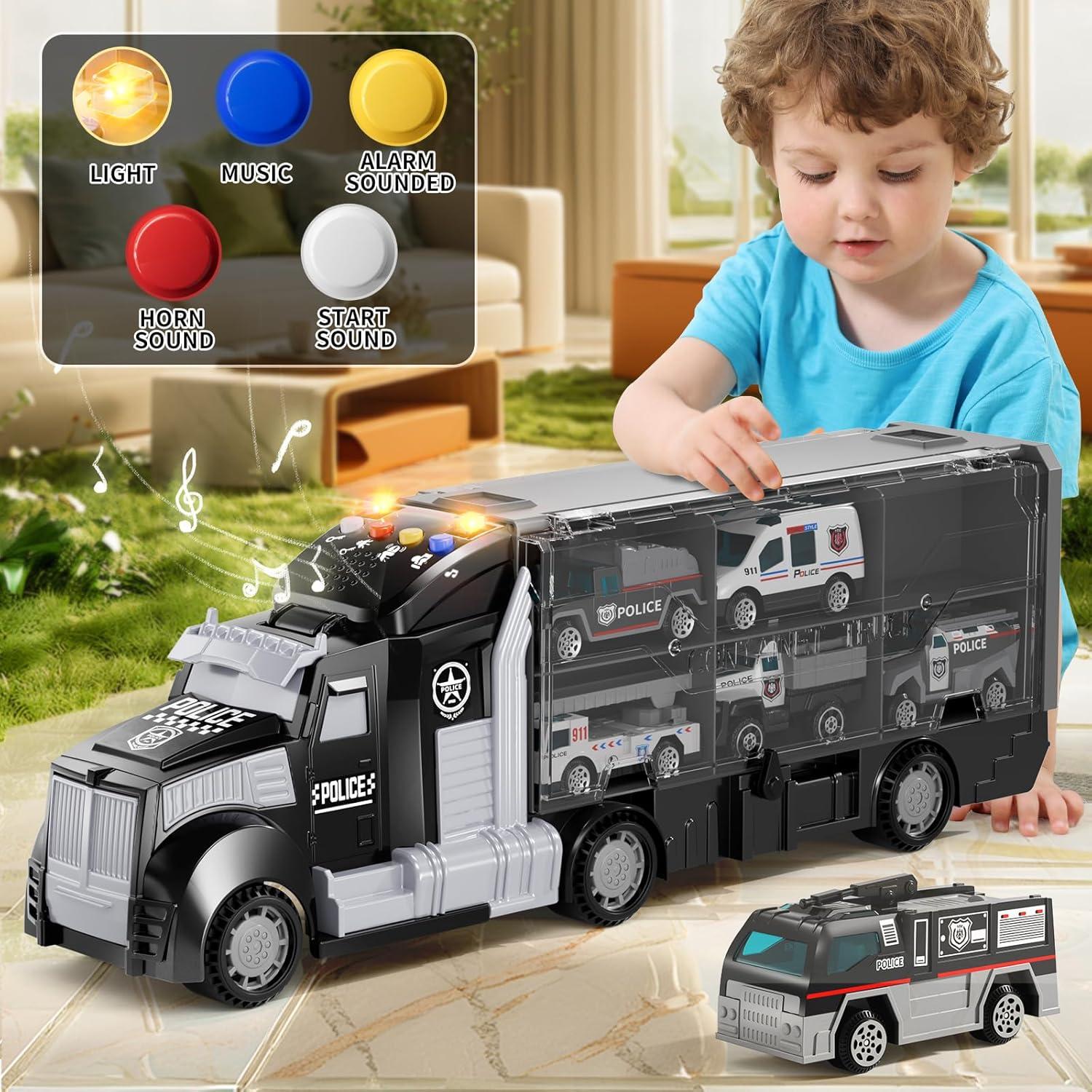 Juego de Camiones de Policía NIPLOOOW con Alfombrilla 81x69cm