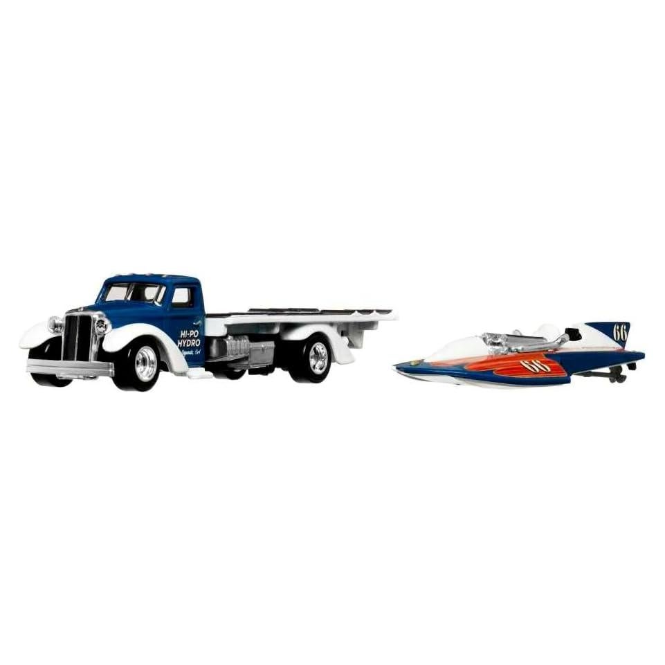 Hot Wheels Camión de Transporte y Vehículo de Carrera 1:64