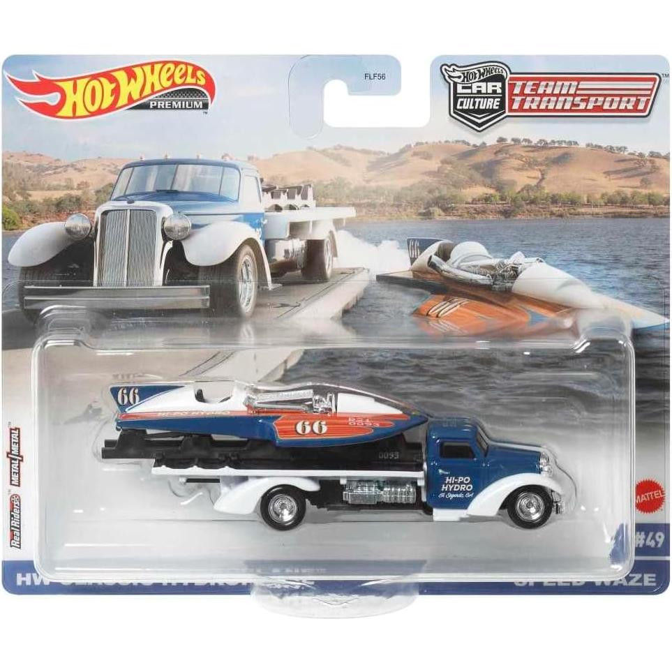 Hot Wheels Camión de Transporte y Vehículo de Carrera 1:64