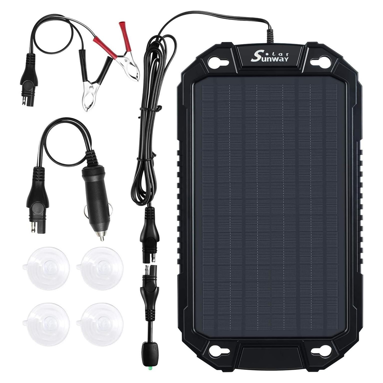 Cargador Solar Sunway 8W 12V para Baterías de Vehículos