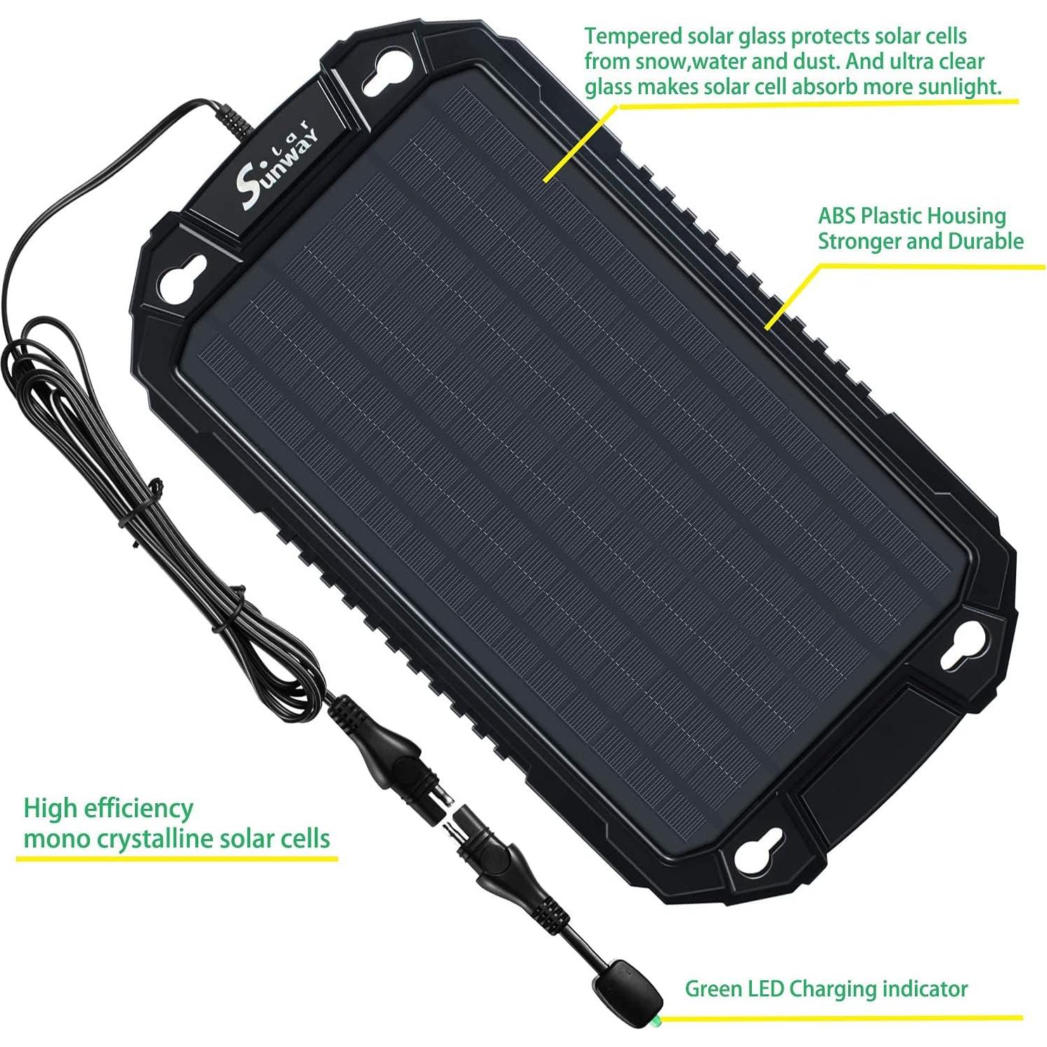 Cargador Solar Sunway 8W 12V para Baterías de Vehículos