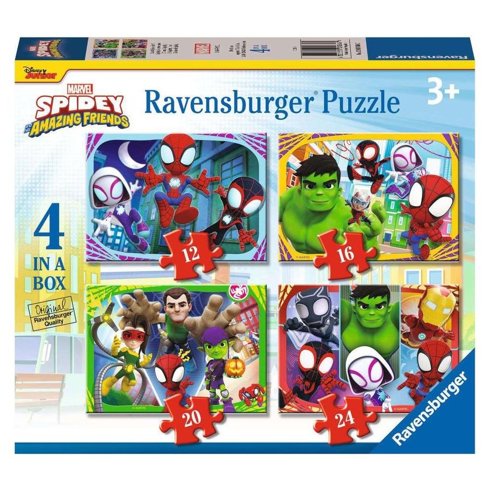 Ravensburger - Spidey and His Amazing Friends Marvel Puzzle Set, 4 Puzzles (12, 16, 20, 24 Pieces), Children's Puzzle for 3+ Years, 70x50cm
