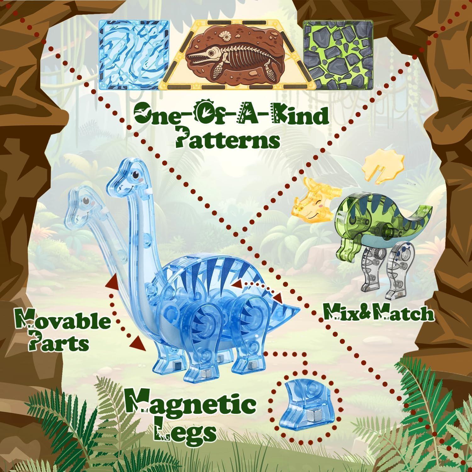 Juguetes de Azulejos Magnéticos Dinosaurios Little Pi Toy 50 Piezas