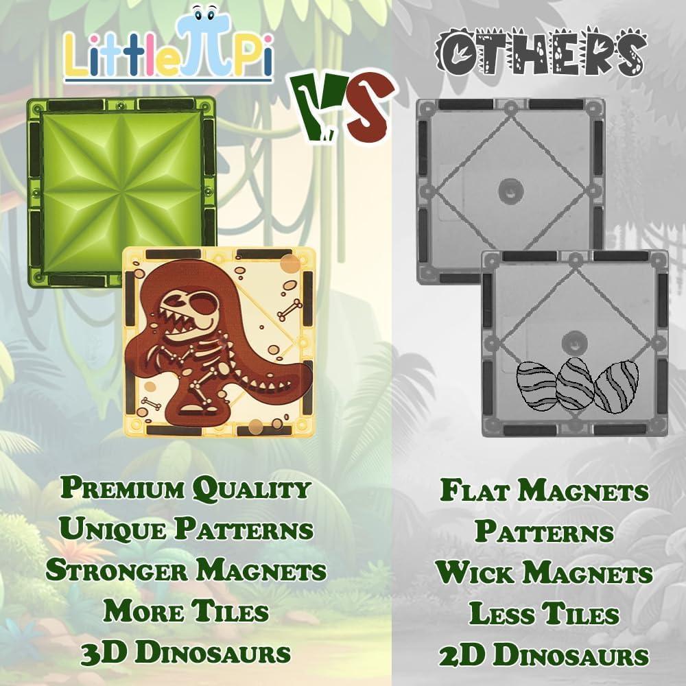 Juguetes de Azulejos Magnéticos Dinosaurios Little Pi Toy 50 Piezas