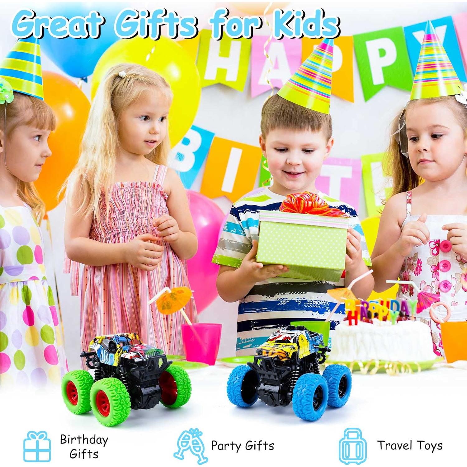 Coches de Fricción Monster Truck SANMERSEN - 2 Paquete Azul y Verde