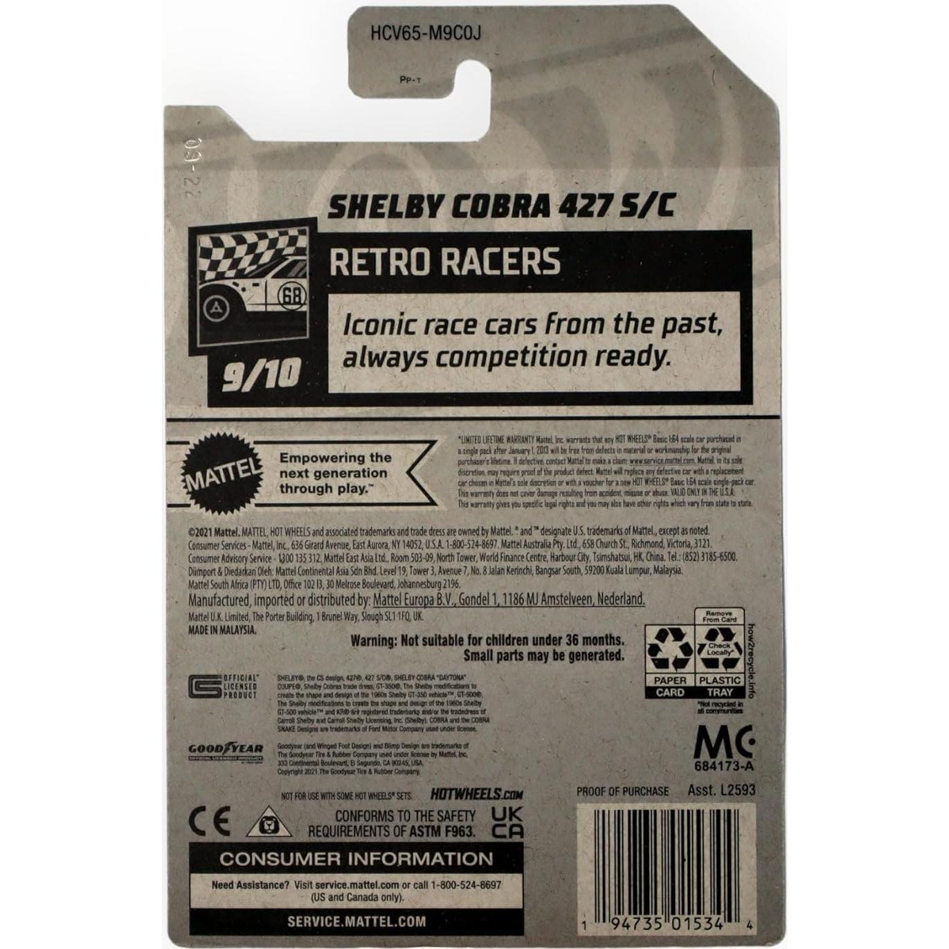 Hot Wheels Shelby Cobra 427 S/C Escala 1:64 Mattel