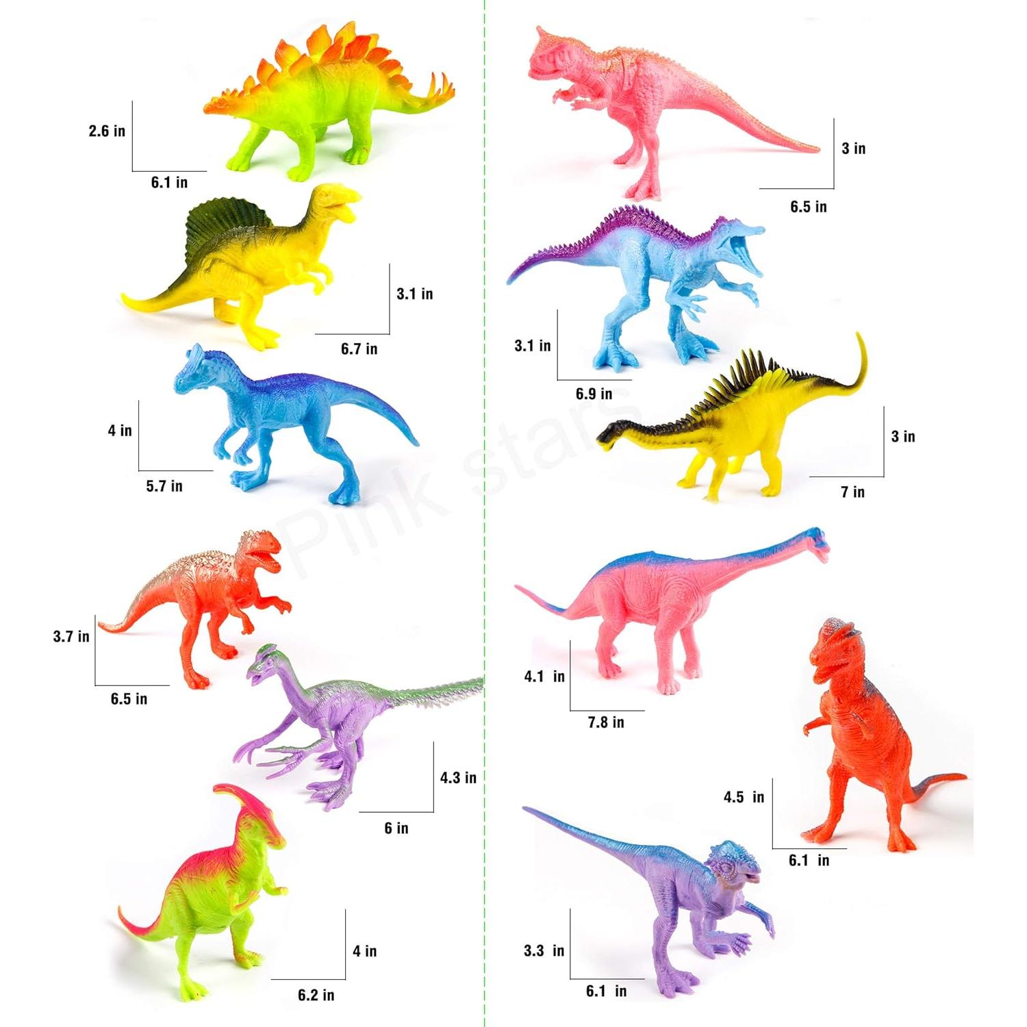 Figuras de Dinosaurios Jumbo Kimicare 12 Piezas 17.78 cm