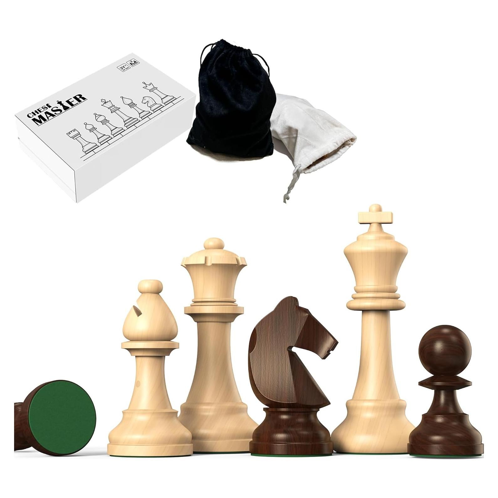 Juego de Ajedrez de Madera Grande Doowroodni Rey 9.53 cm