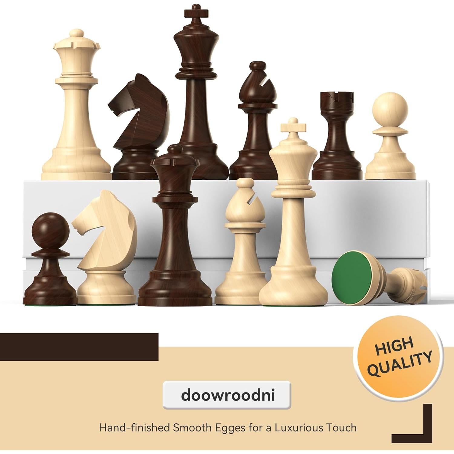 Juego de Ajedrez de Madera Grande Doowroodni Rey 9.53 cm