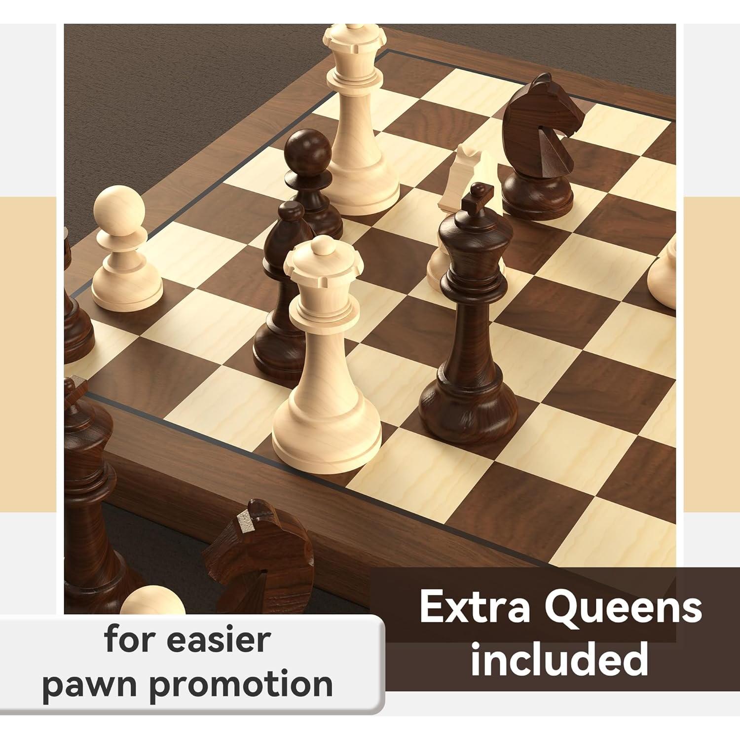 Juego de Ajedrez de Madera Grande Doowroodni Rey 9.53 cm