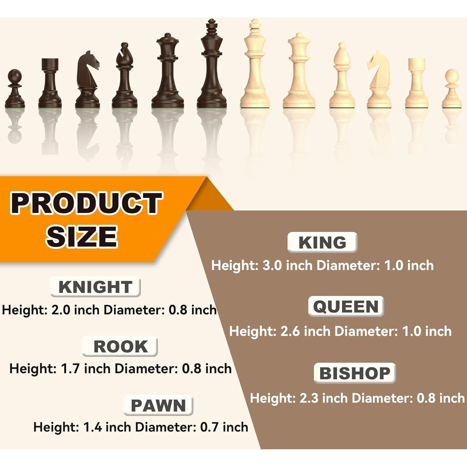 Juego de Ajedrez Magnético de Madera Nogal 33x33 cm con Cajón