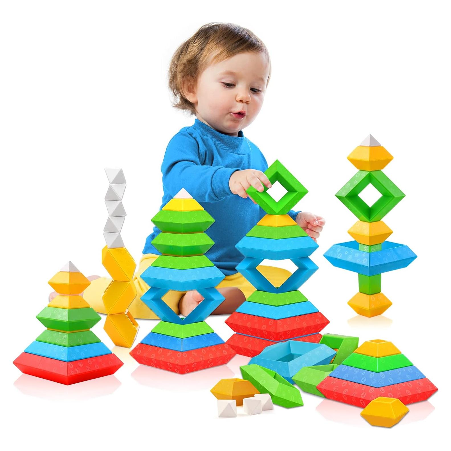Juguetes Montessori Hieoby 30Pcs Bloques Apilables Educativos