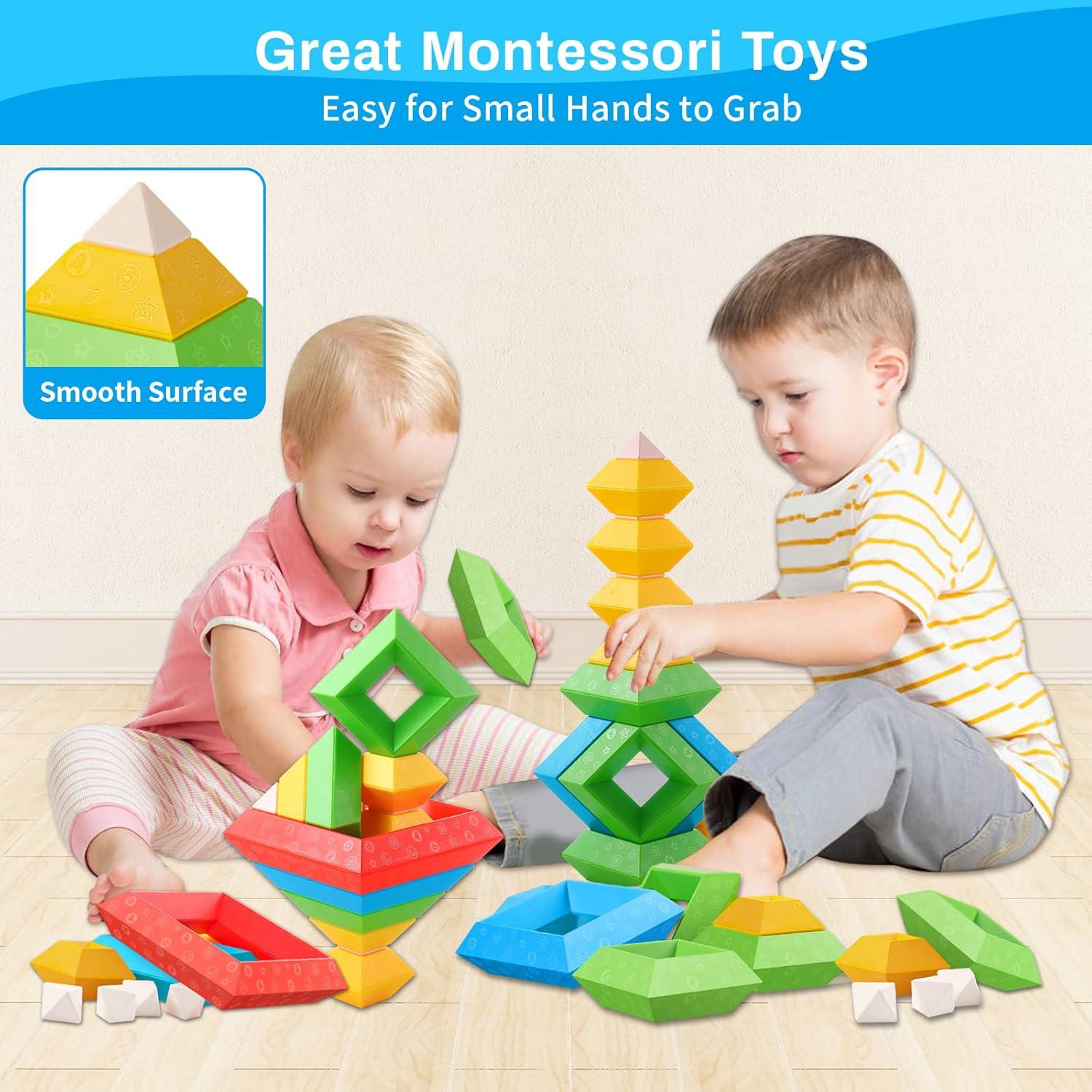 Juguetes Montessori Hieoby 30Pcs Bloques Apilables Educativos