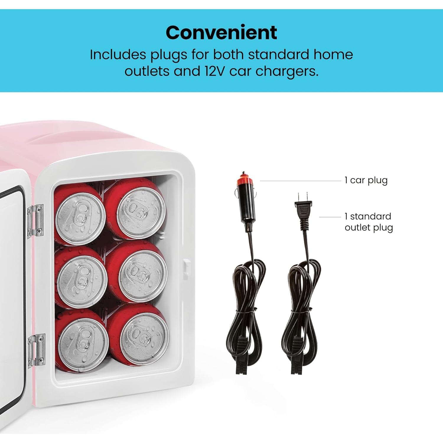 Mini Refrigerador Personal Chefman Rosa 4L Enfría y Calienta