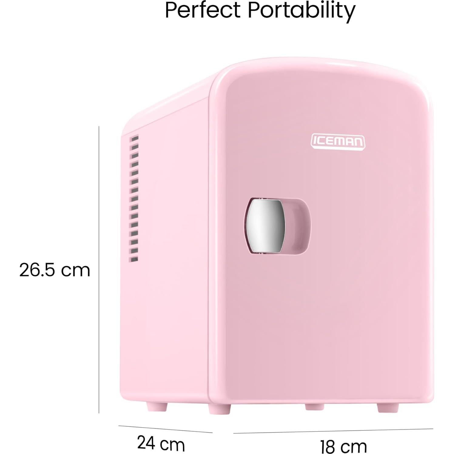 Mini Refrigerador Personal Chefman Rosa 4L Enfría y Calienta