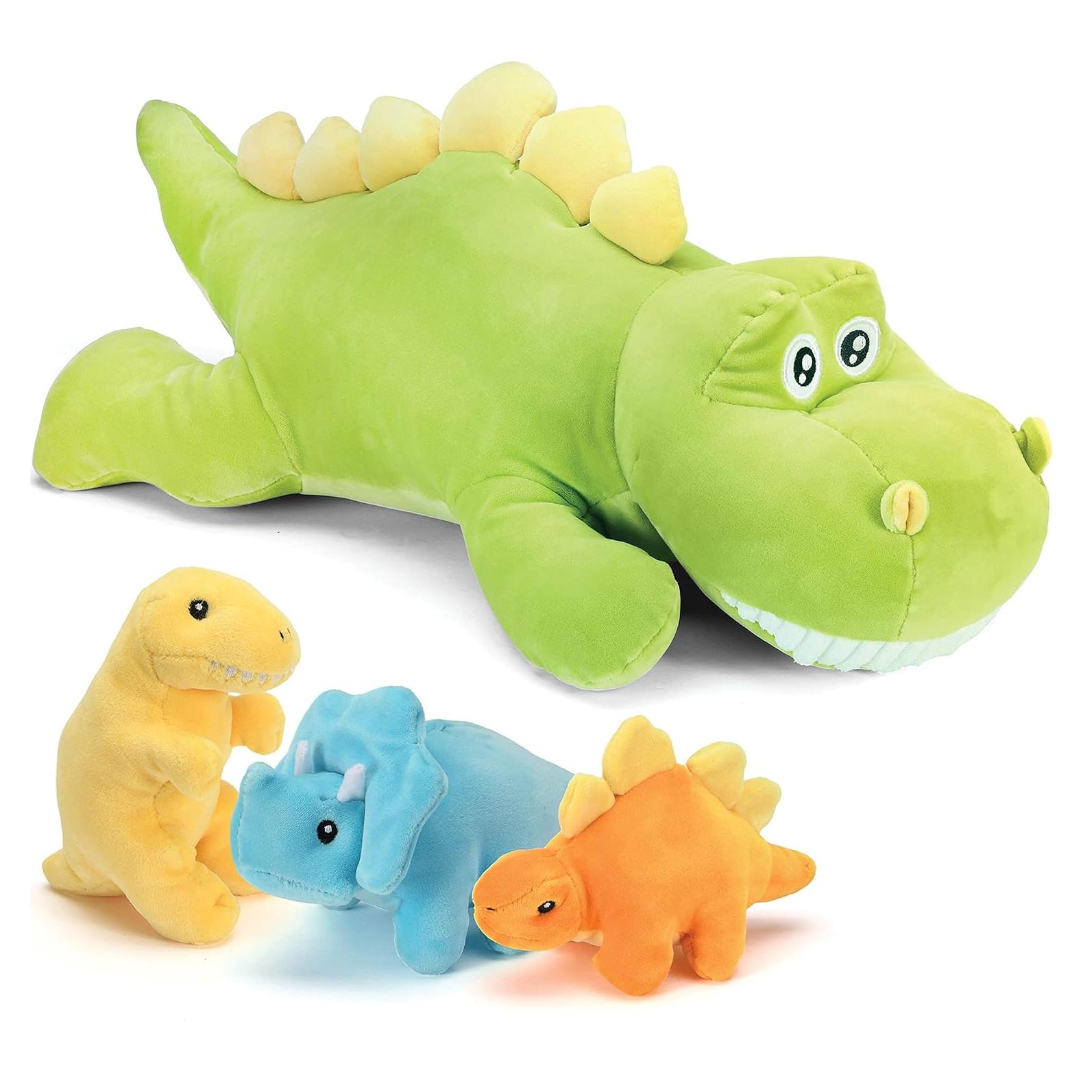 Dinosaurio Stegosaurus Prextex 38 cm con 3 peluches