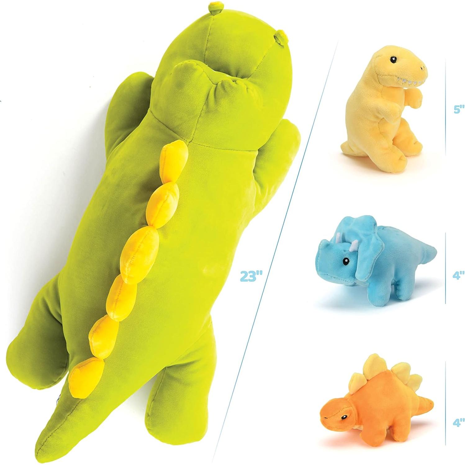 Dinosaurio Stegosaurus Prextex 38 cm con 3 peluches