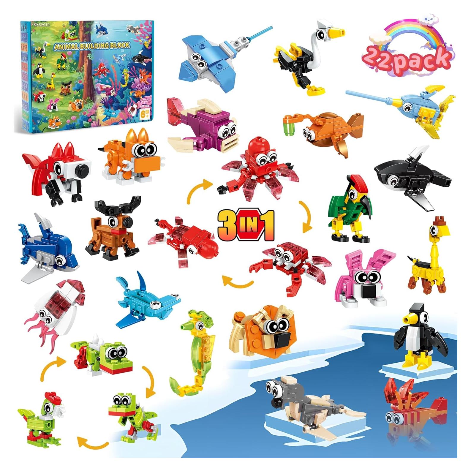 Paquete de 22 Juguetes de Construcción de Animales Zitetbolo