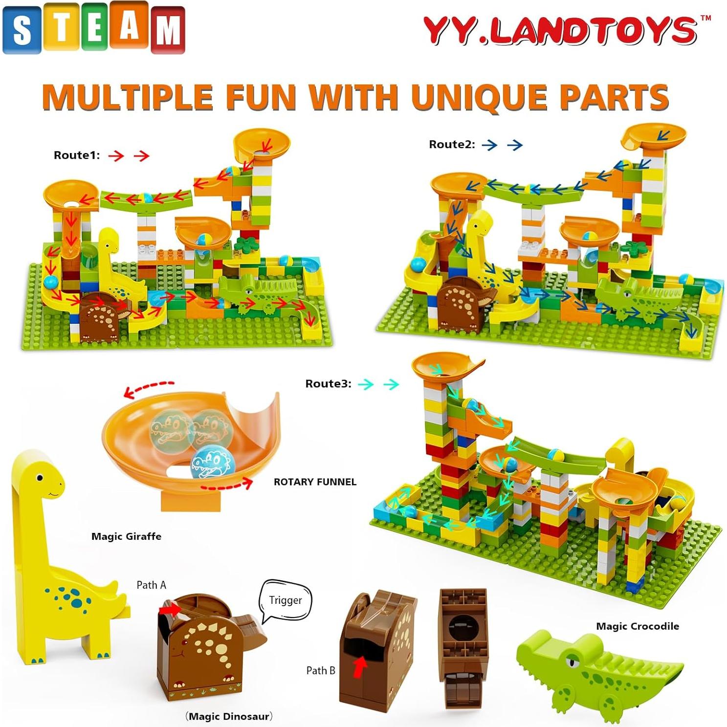 Carrera de Canicas de Dinosaurios YY LANDTOYS 138 Piezas