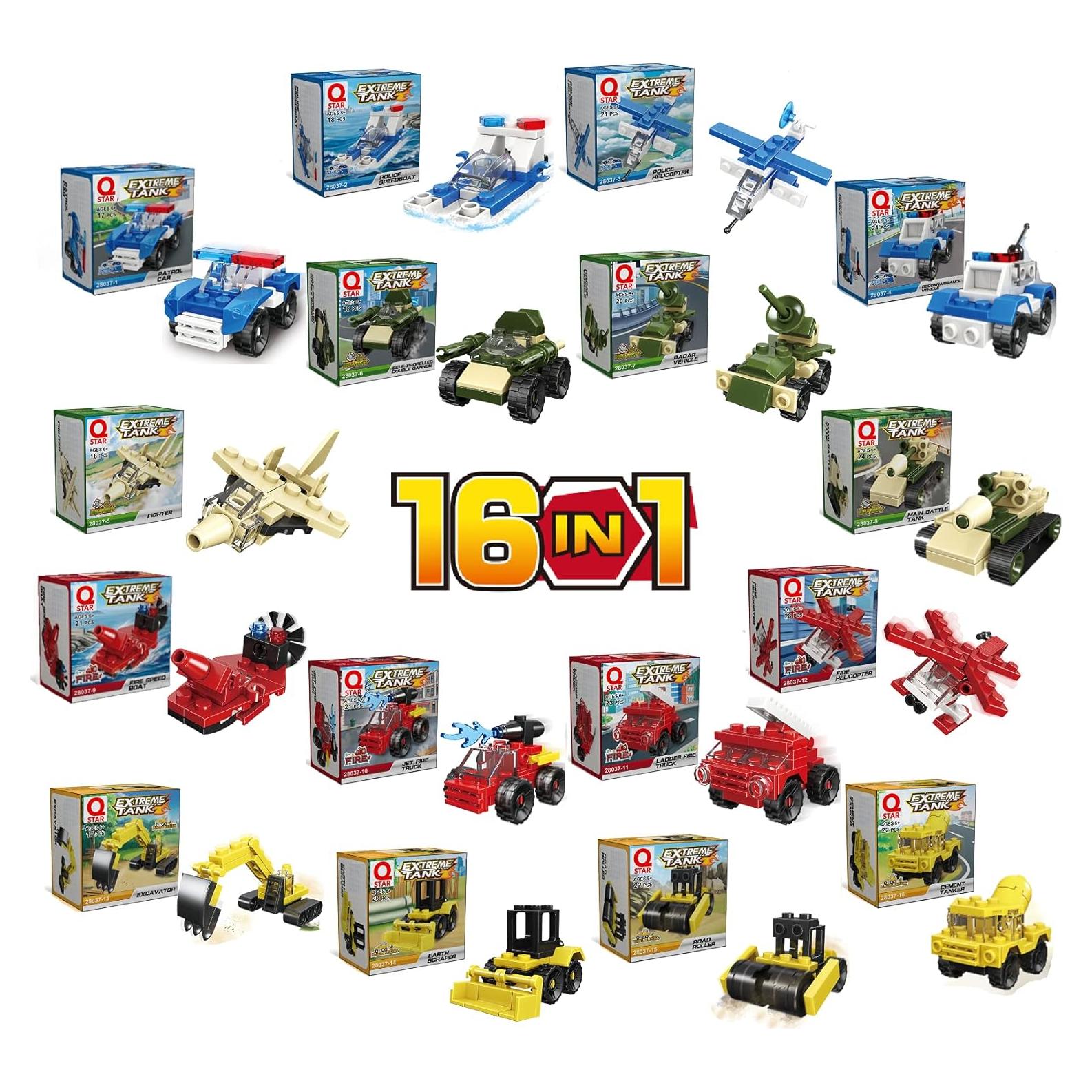 Bloques de Construcción QStar Mini 16 Vehículos para Niños