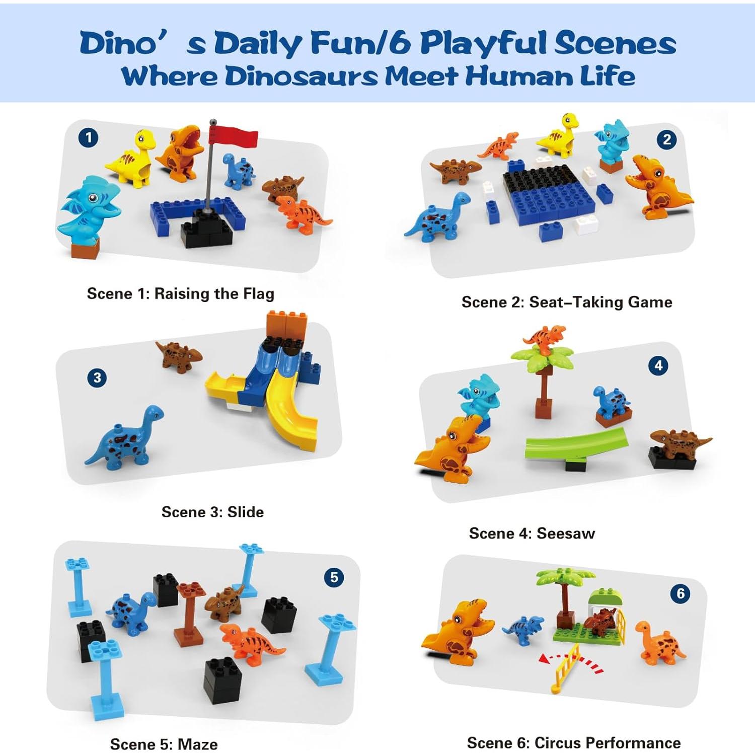 Bloques de Construcción Dinosaurios Unasas 121 Piezas 3+ Años