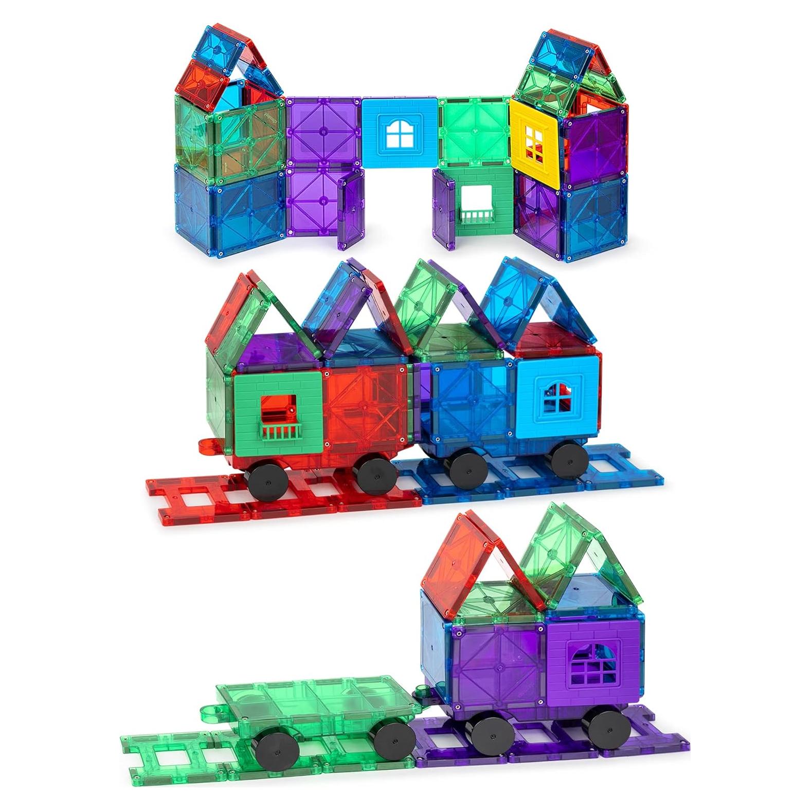 Juego de Azulejos Magnéticos Playmags 55 Piezas con Coches