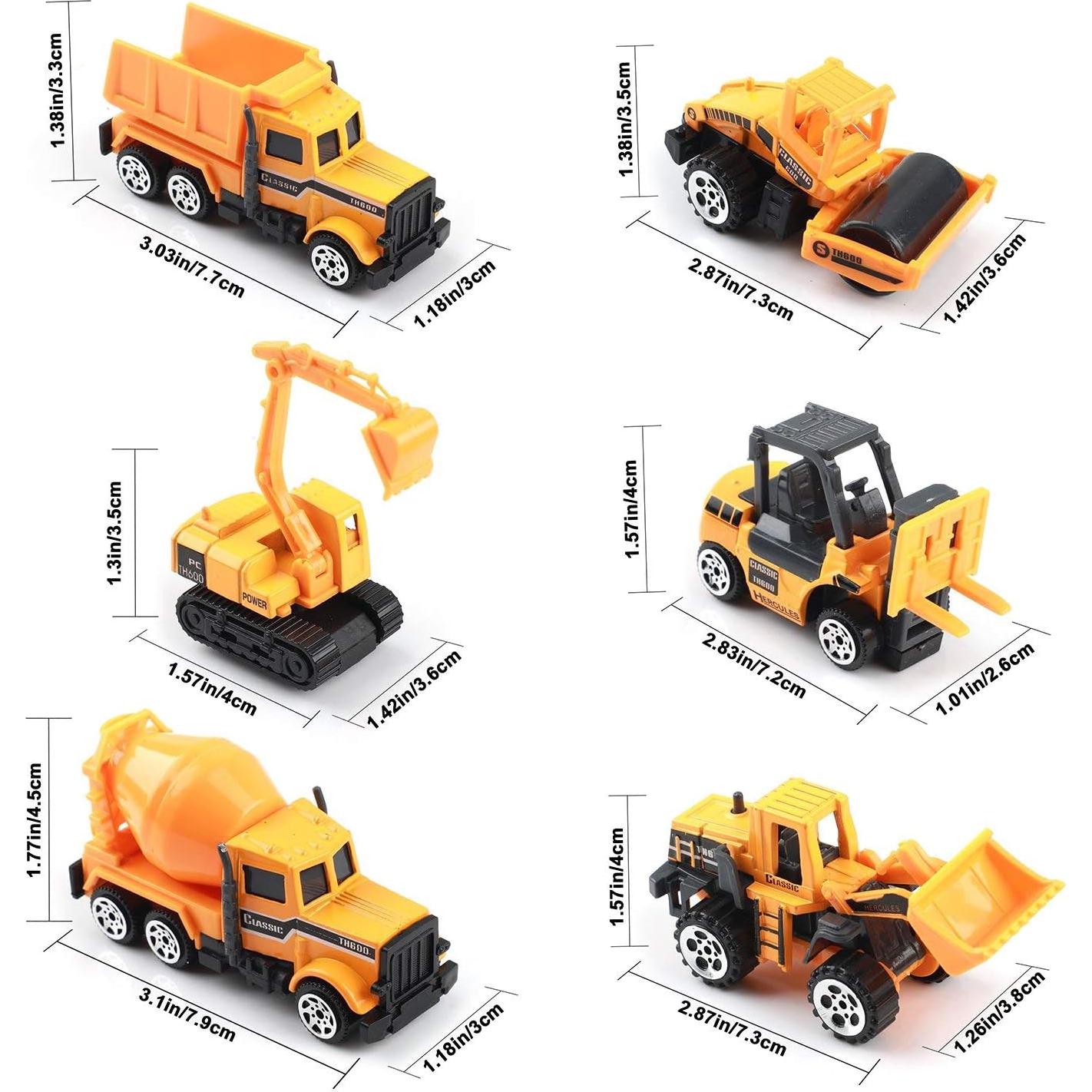 QAPIZM 6PCS Vehículos de Construcción Mini Juguetes para Niños