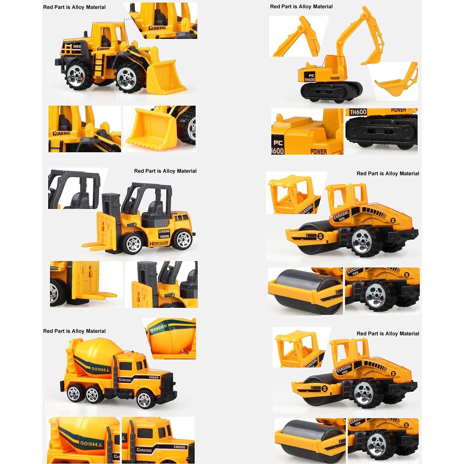 QAPIZM 6PCS Vehículos de Construcción Mini Juguetes para Niños