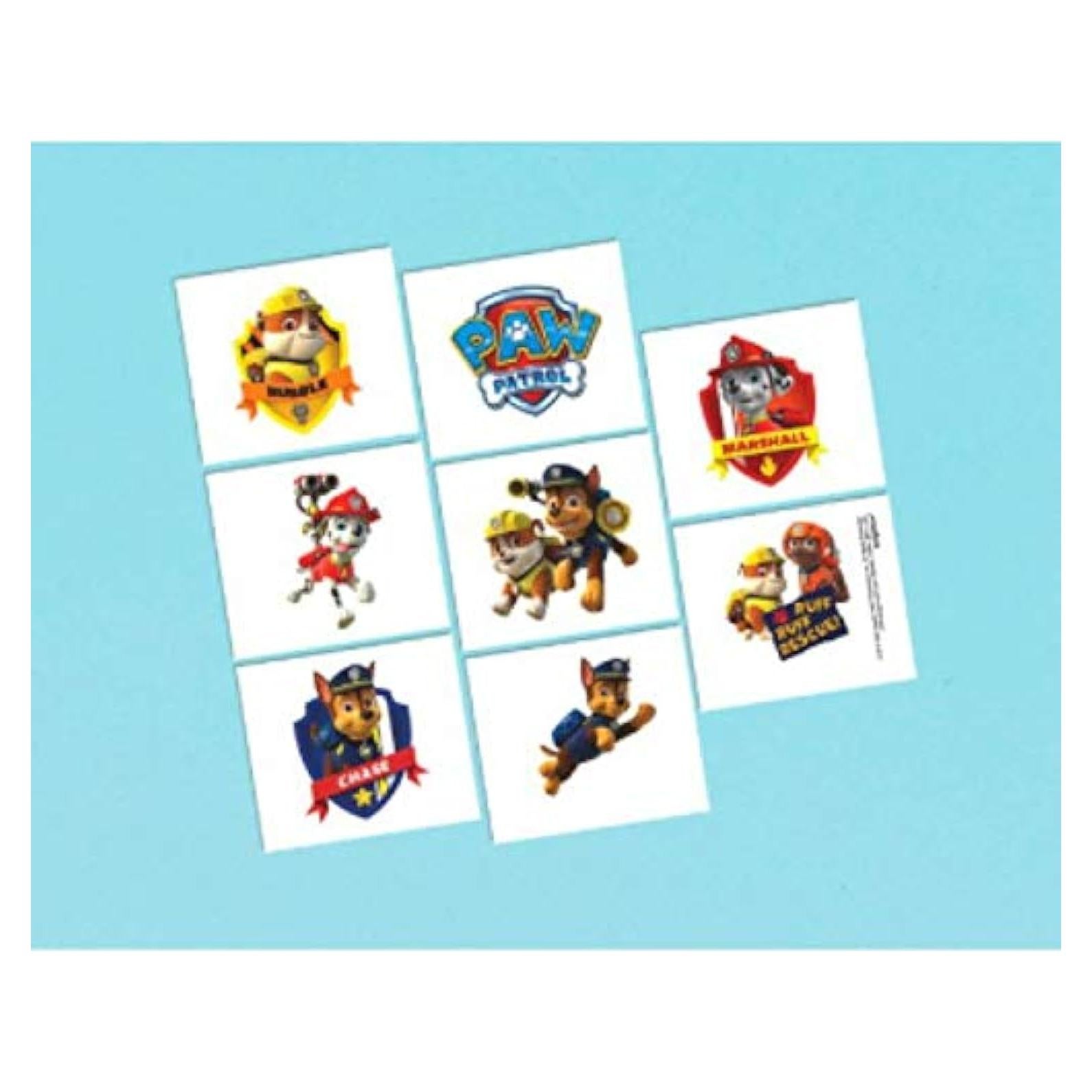 Assorted Paw Patrol Temporary Tattoos - 2" x 1.75" (Pack Of 8) - Perfect Party Favors & Gifts For Kids